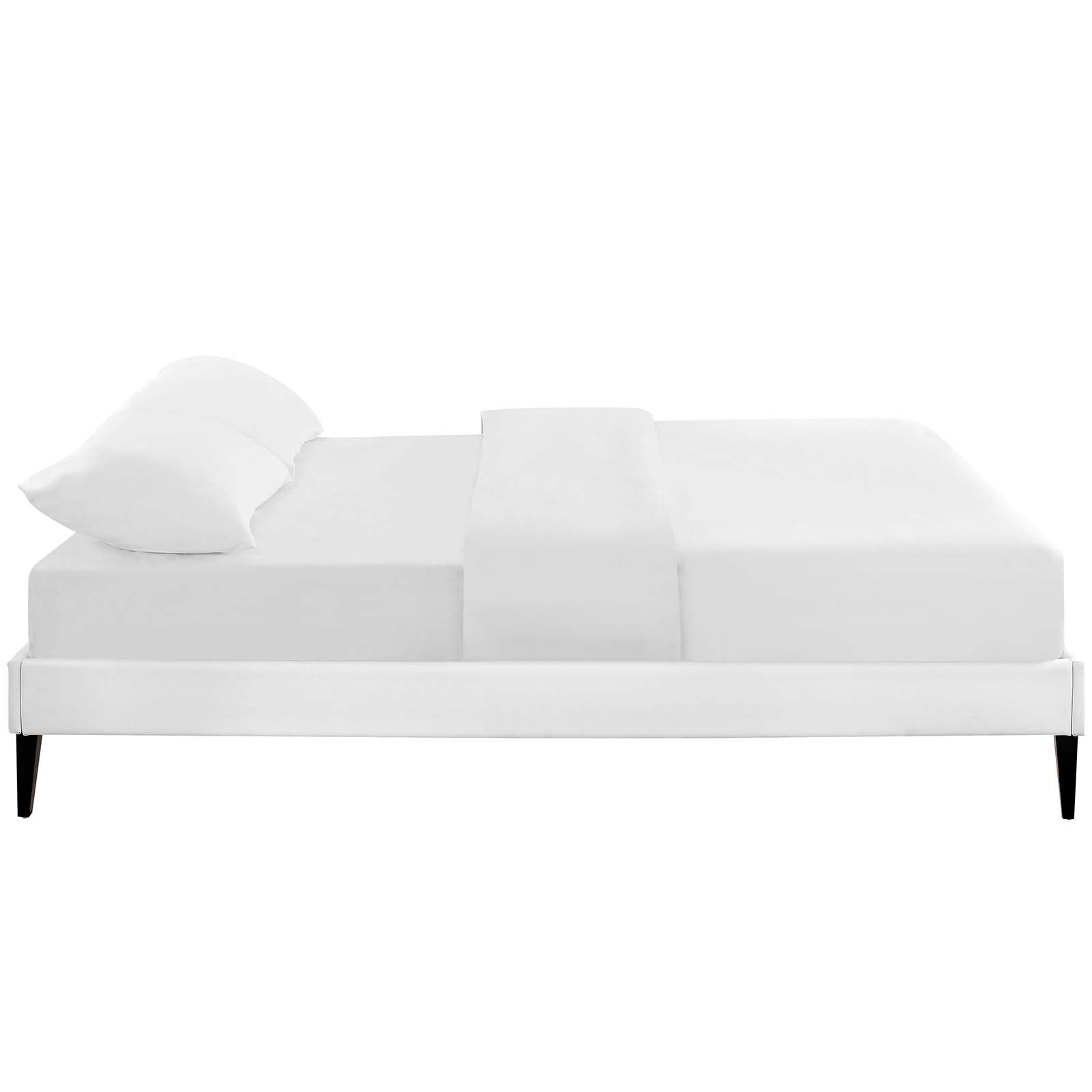 Modway Beds - Tessie Queen Vinyl Bed Frame with Squared Tapered Legs White