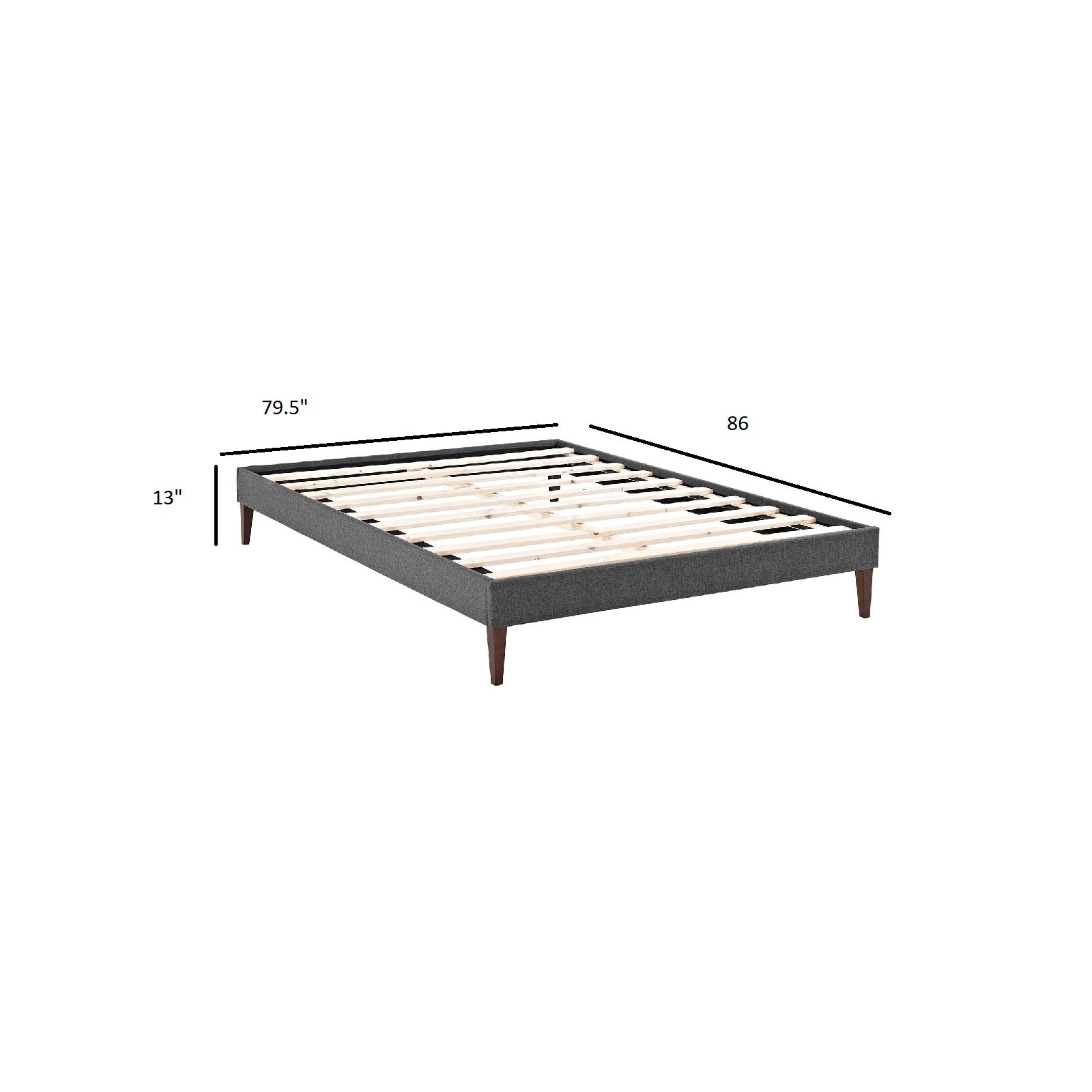 Modway Beds - Tessie King Fabric Bed Frame with Squared Tapered Legs Gray