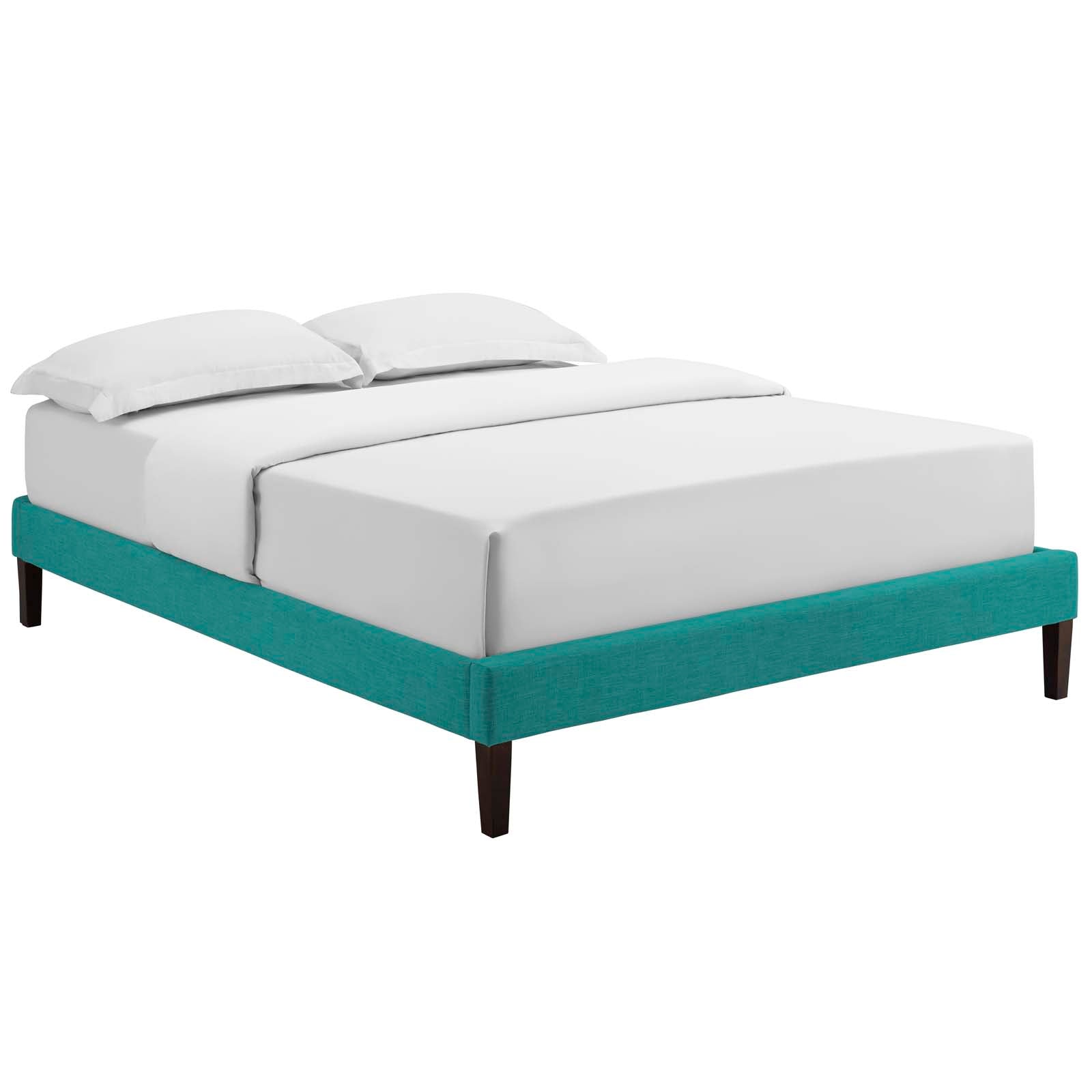 Modway Beds - Tessie King Fabric Bed Frame with Squared Tapered Legs Teal