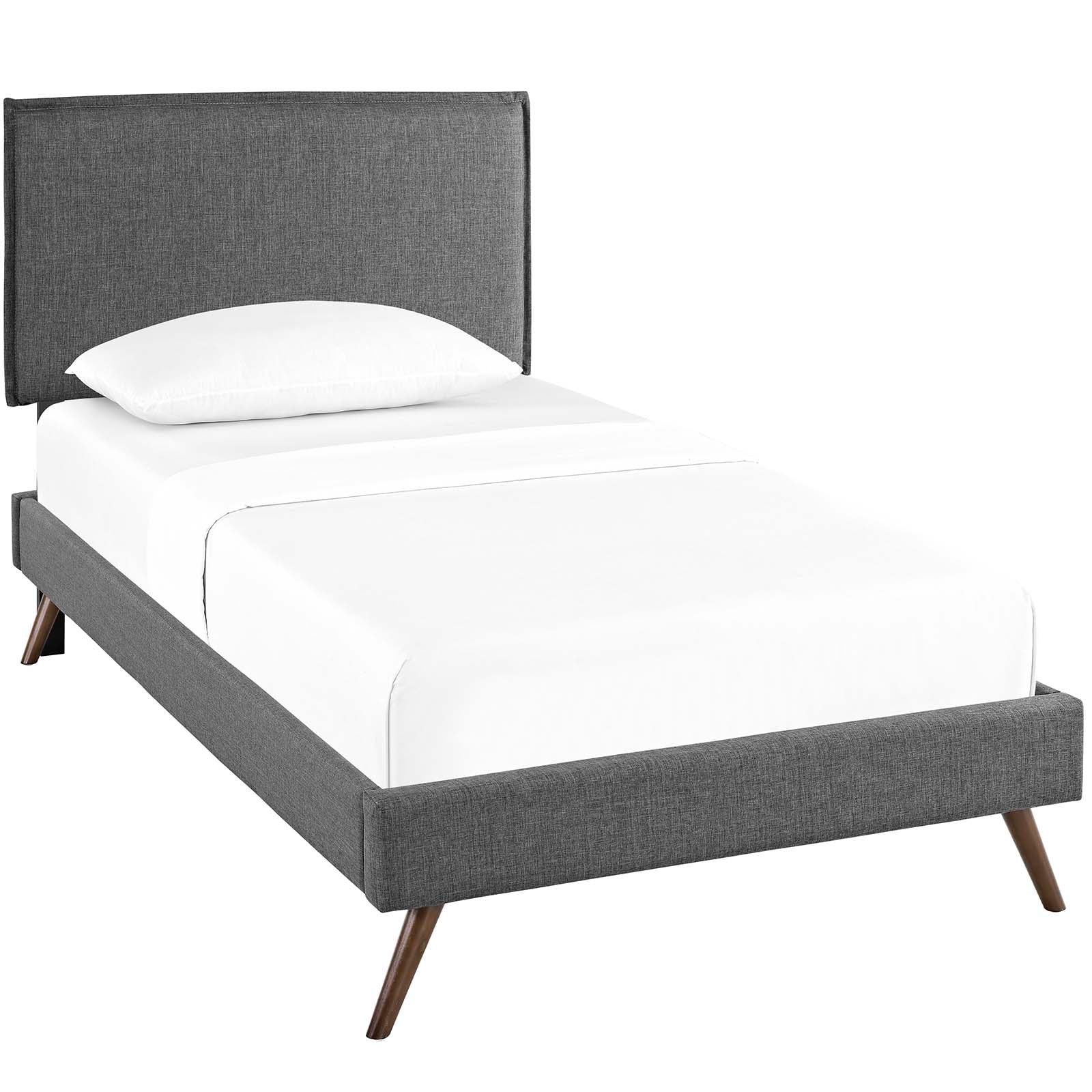 Modway Beds - Amaris-Twin-Fabric-Platform-Bed-with-Round-Splayed-Legs-Gray