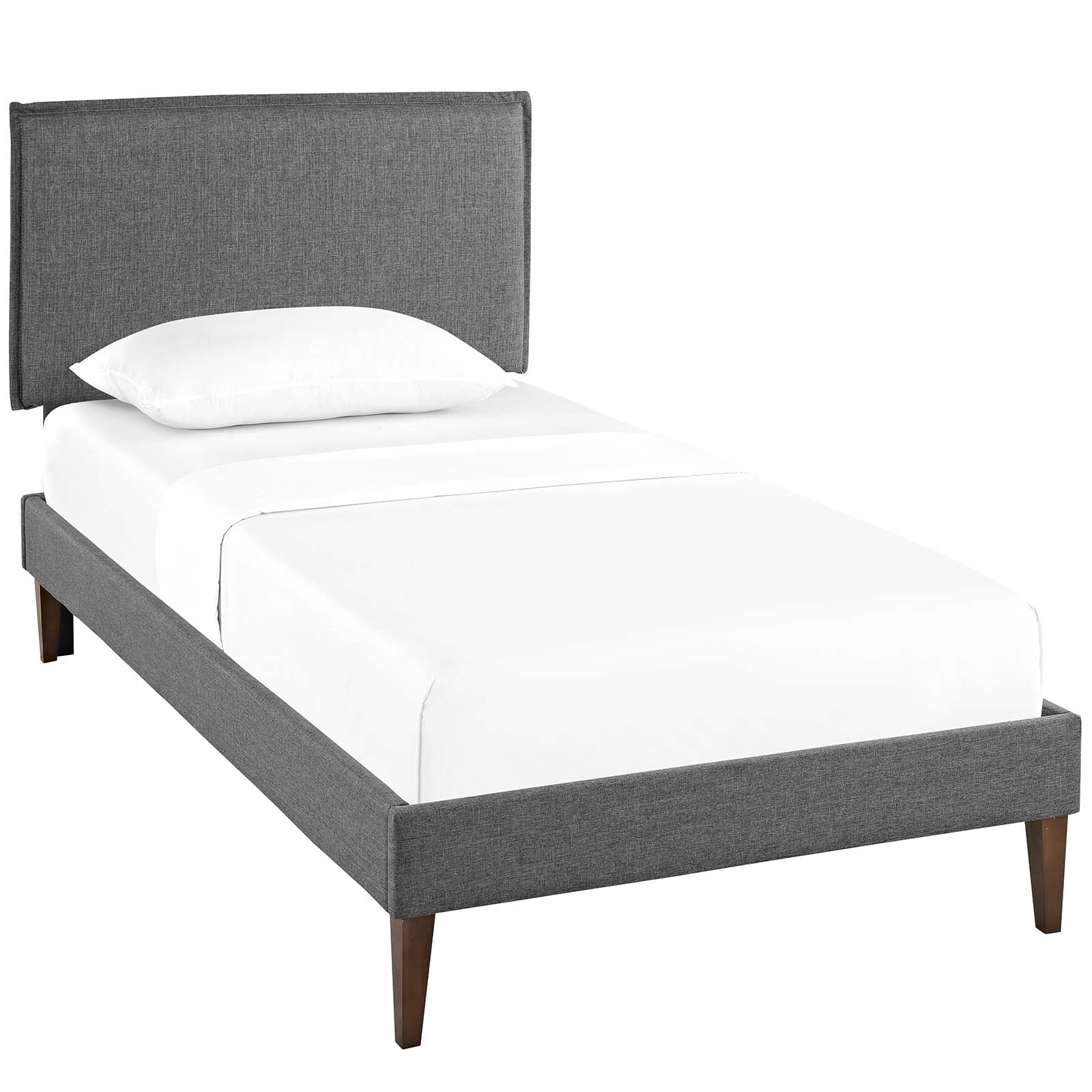 Modway Beds - Amaris-Twin-Fabric-Platform-Bed-with-Squared-Tapered-Legs-Gray