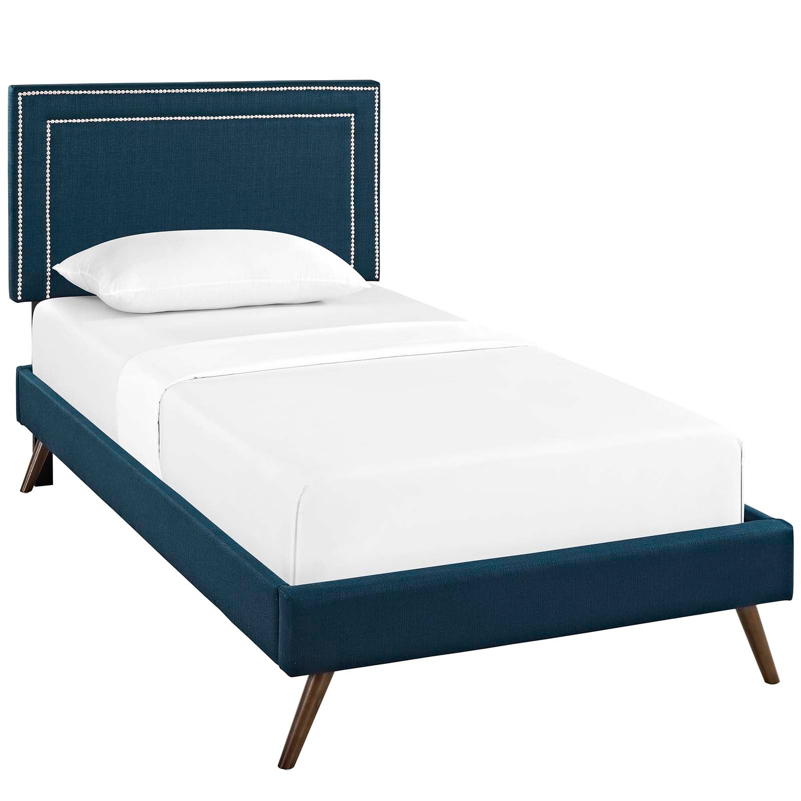 Modway Beds - Virginia-Twin-Fabric-Platform-Bed-with-Round-Splayed-Legs-Azure
