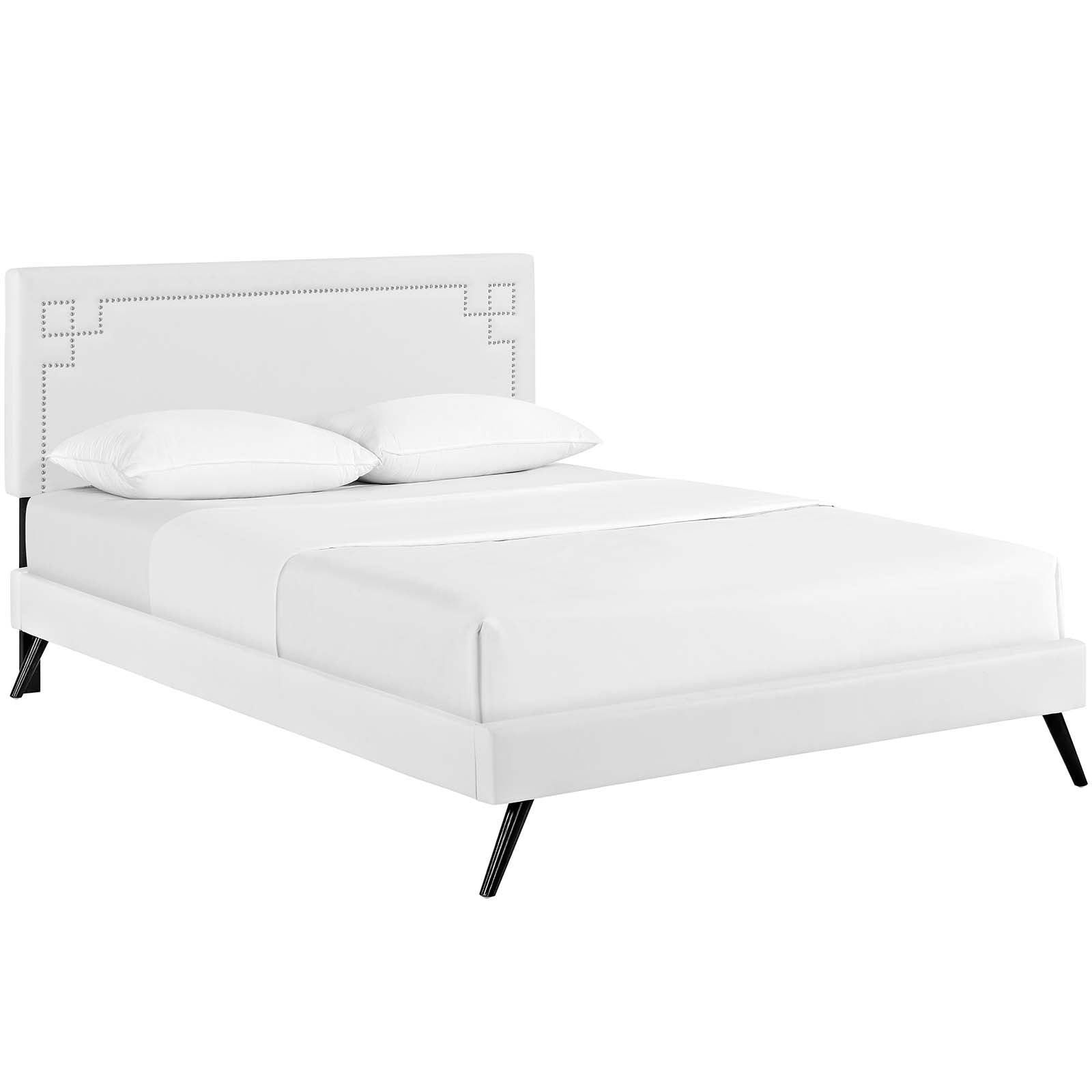 Modway Beds - Ruthie-Full-Vinyl-Platform-Bed-with-Round-Splayed-Legs-White