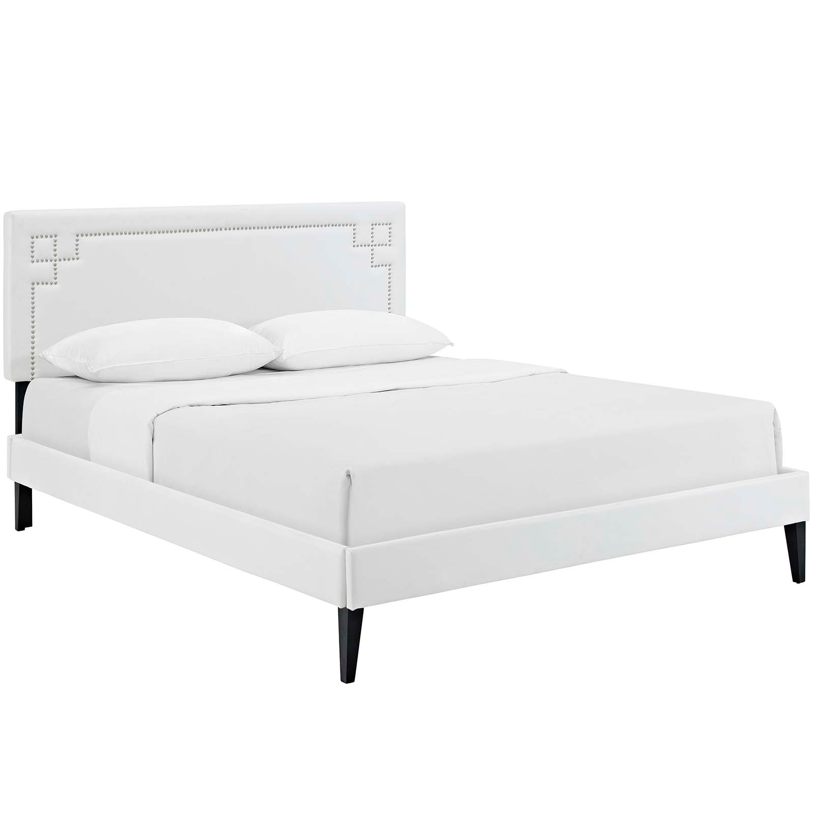 Modway Beds - Ruthie Queen Vinyl Platform Bed with Squared Tapered Legs White