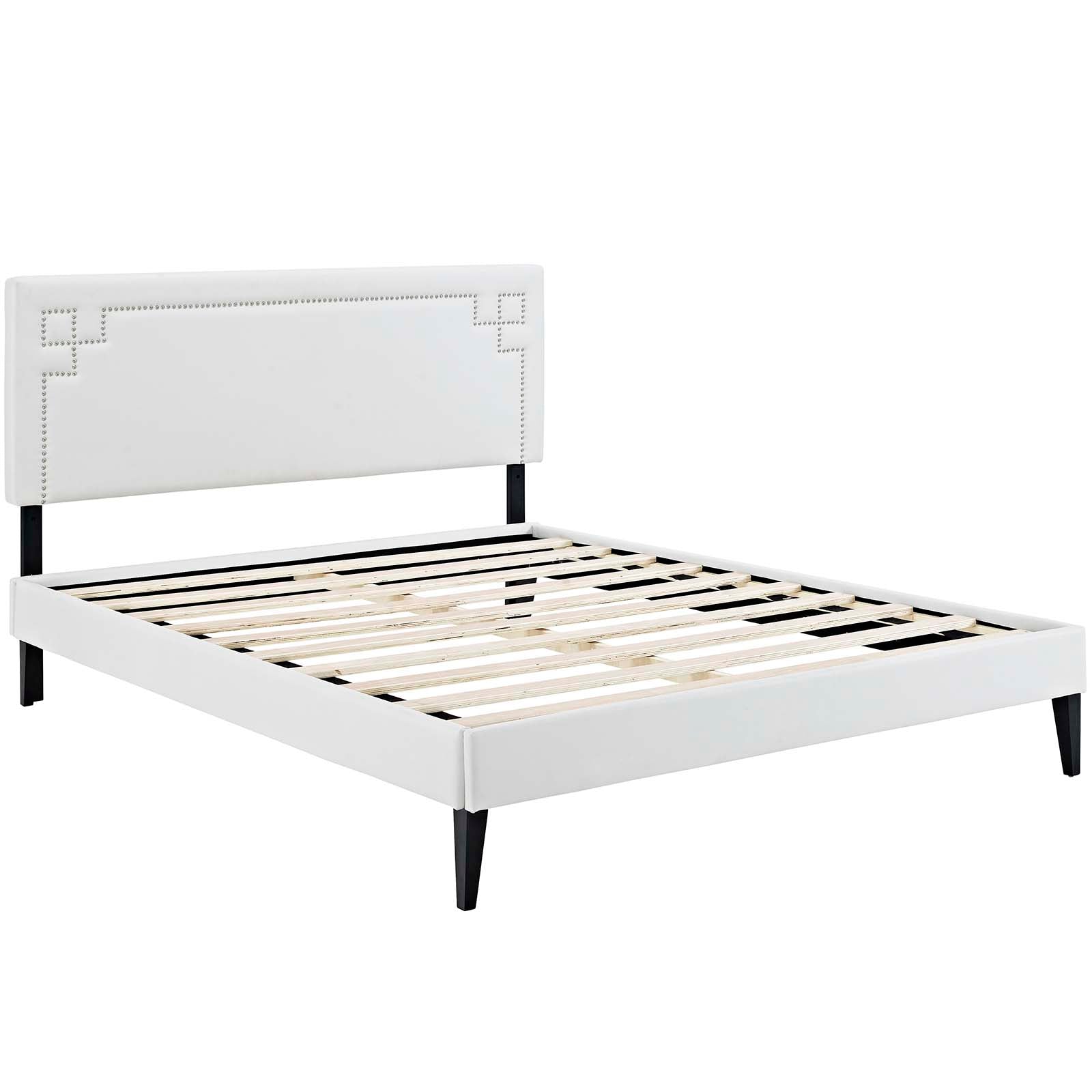 Modway Beds - Ruthie Queen Vinyl Platform Bed with Squared Tapered Legs White