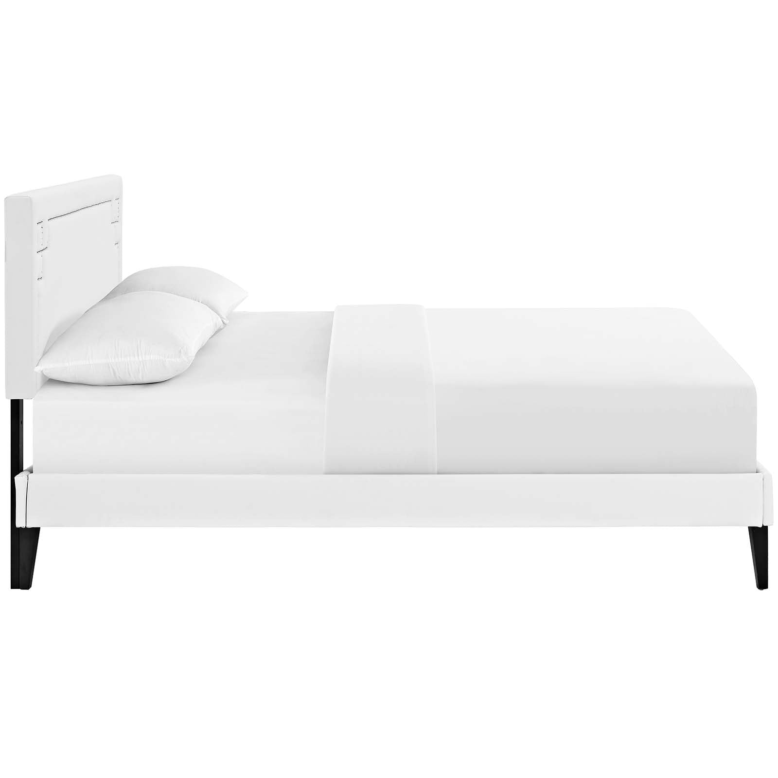 Modway Beds - Ruthie Queen Vinyl Platform Bed with Squared Tapered Legs White