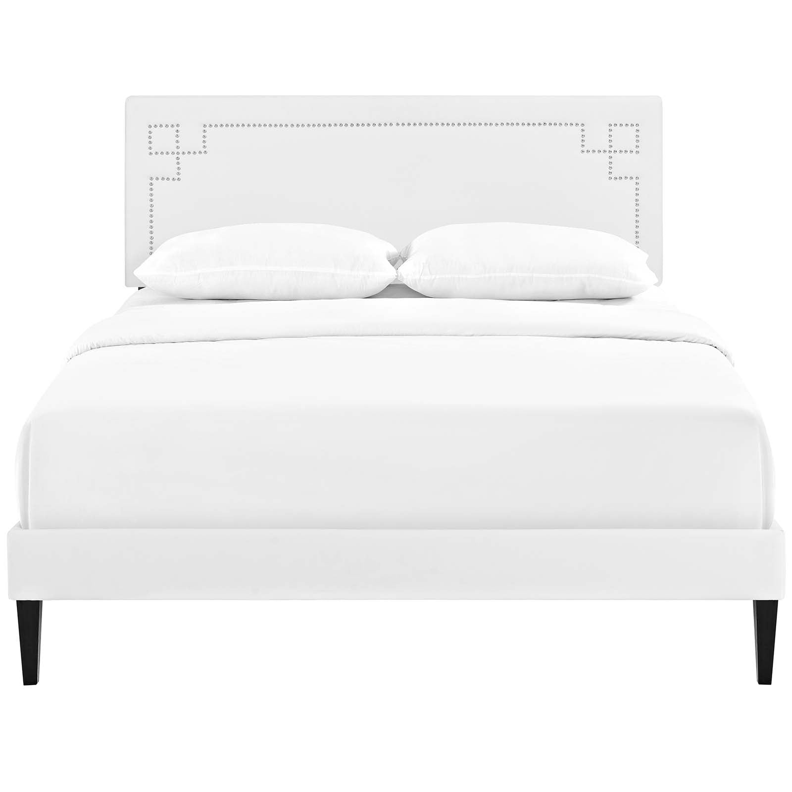 Modway Beds - Ruthie Queen Vinyl Platform Bed with Squared Tapered Legs White