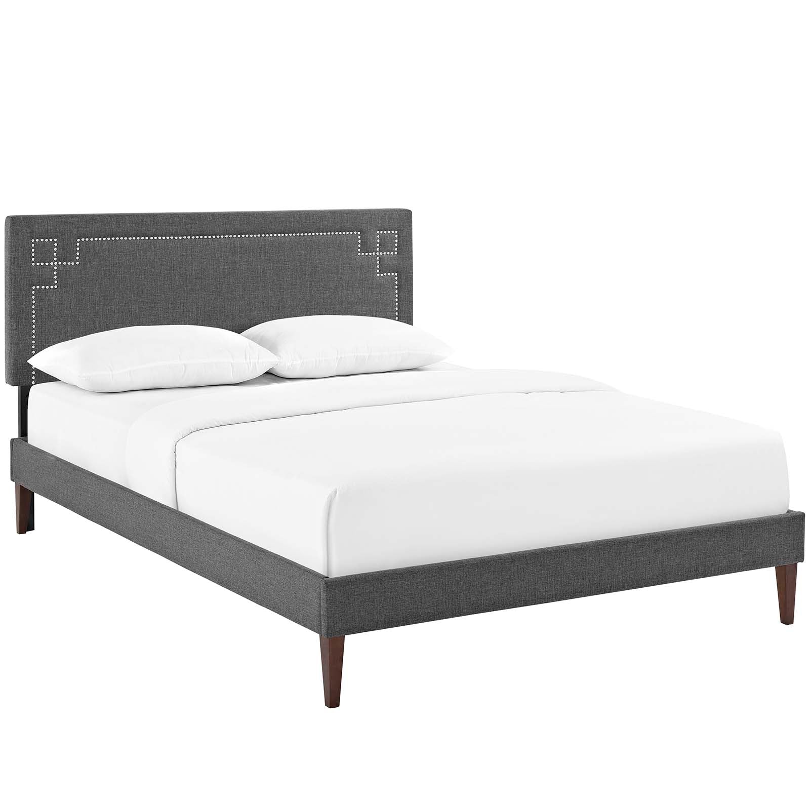 Modway Beds - Ruthie Queen Fabric Platform Bed with Squared Tapered Legs Gray