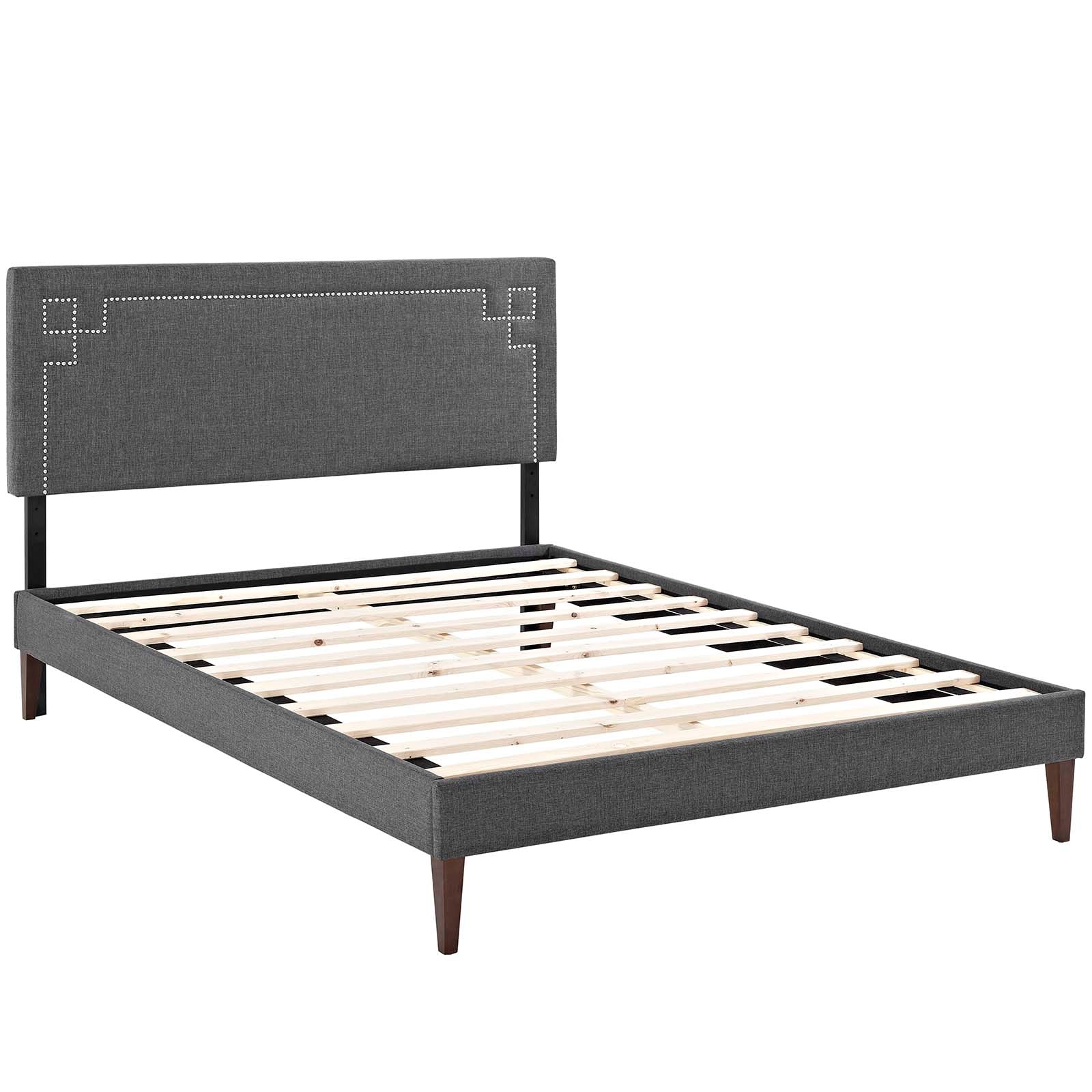 Modway Beds - Ruthie Queen Fabric Platform Bed with Squared Tapered Legs Gray