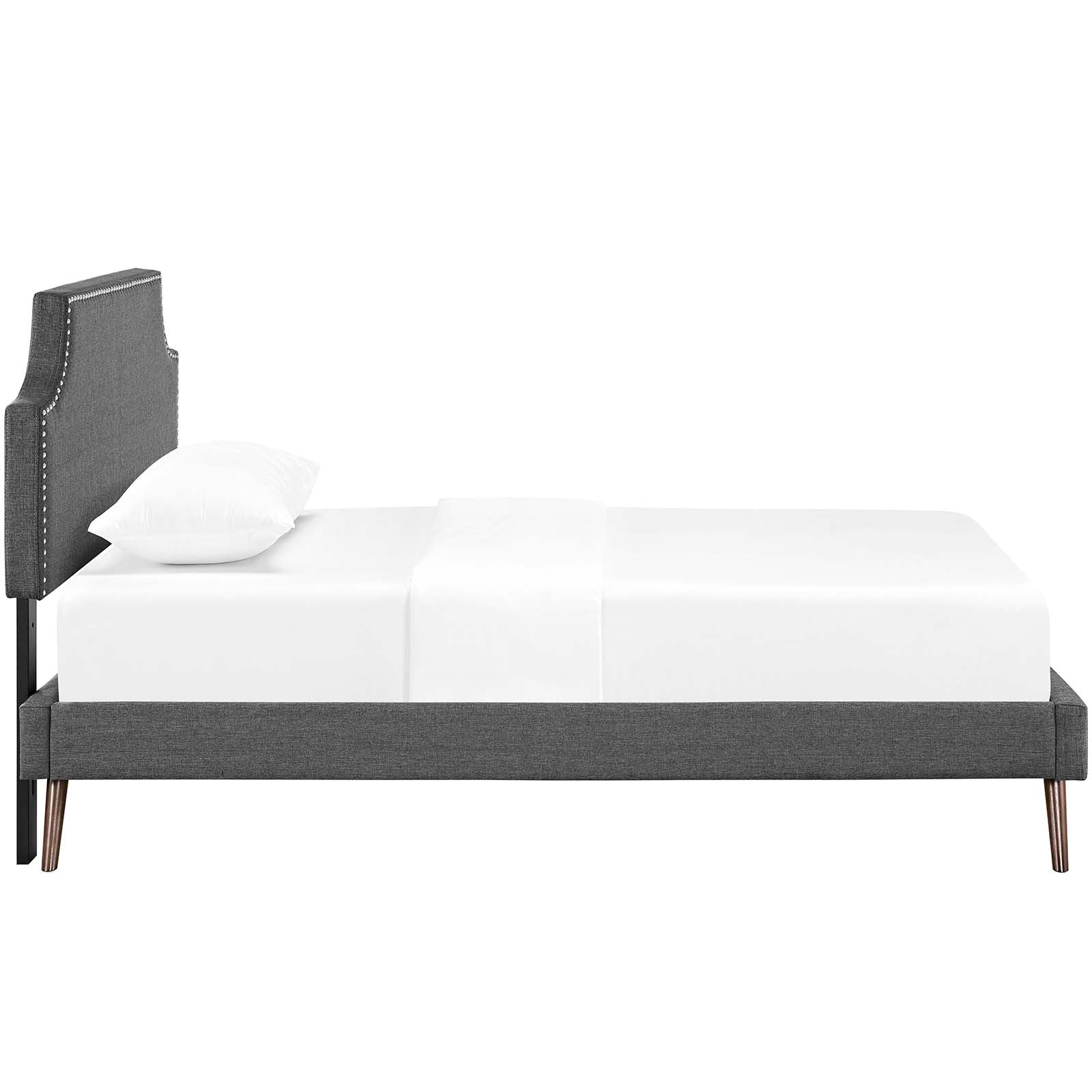Modway Beds - Corene Twin Fabric Platform Bed with Round Splayed Legs Gray