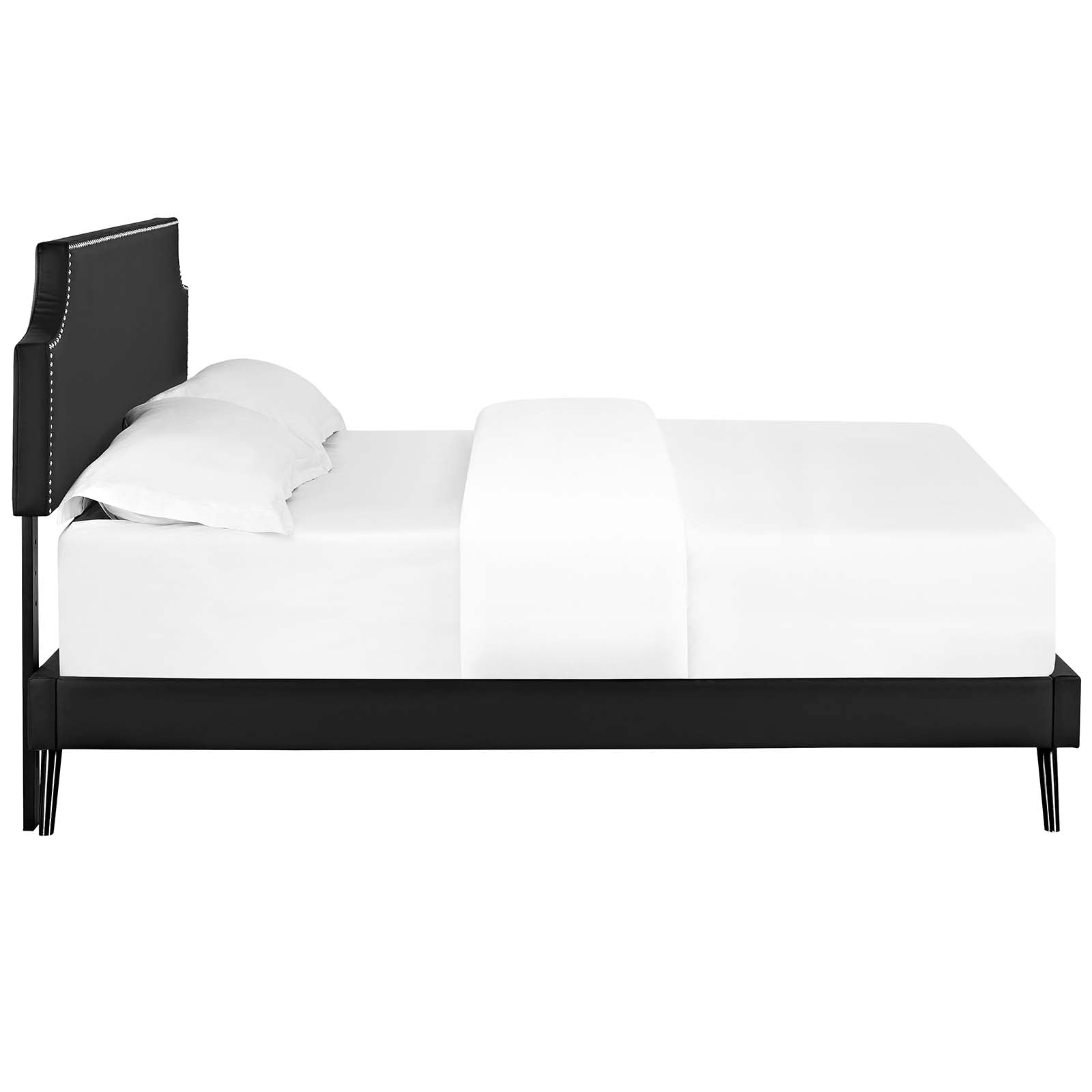 Modway Beds - Corene Queen Vinyl Platform Bed with Round Splayed Legs Black
