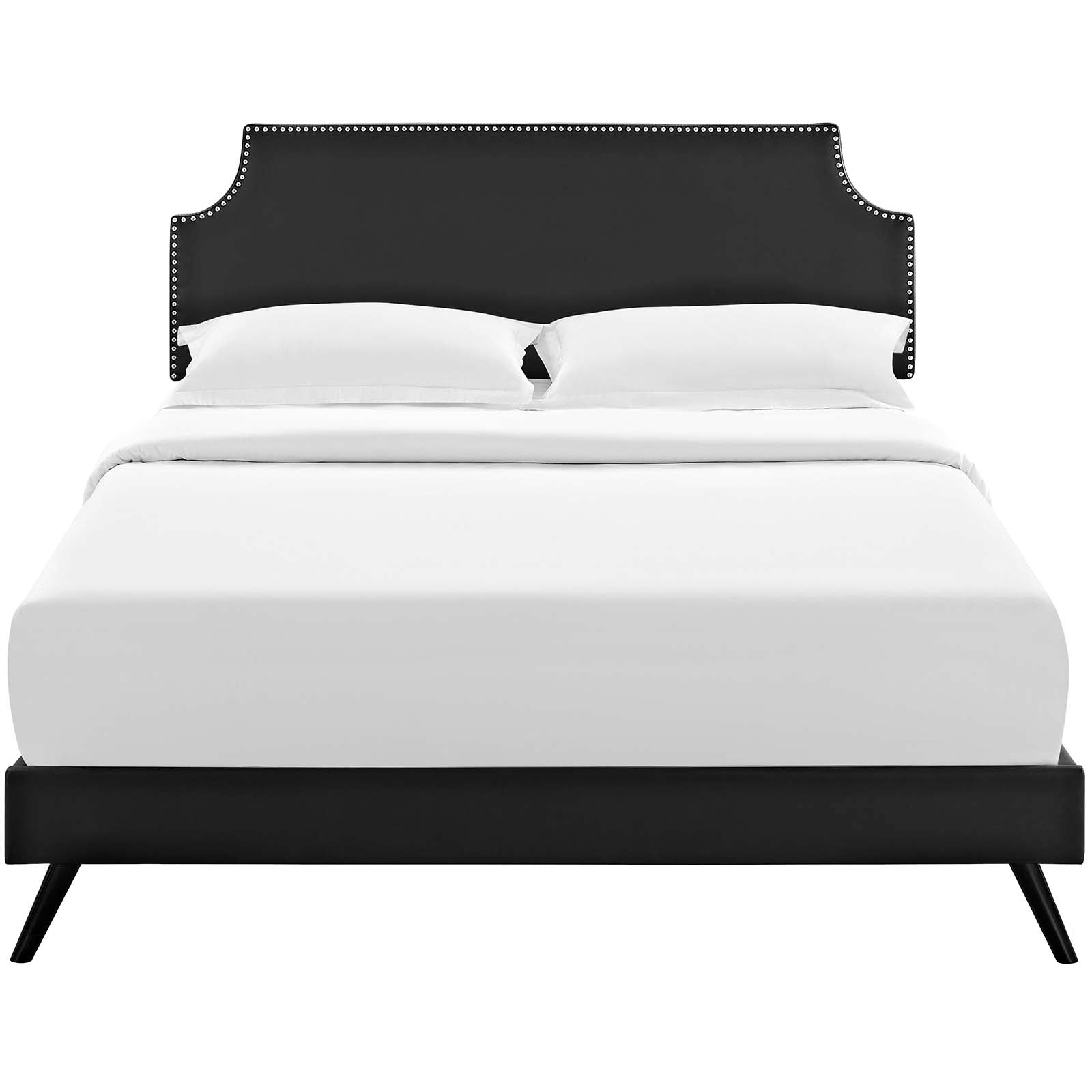 Modway Beds - Corene Queen Vinyl Platform Bed with Round Splayed Legs Black