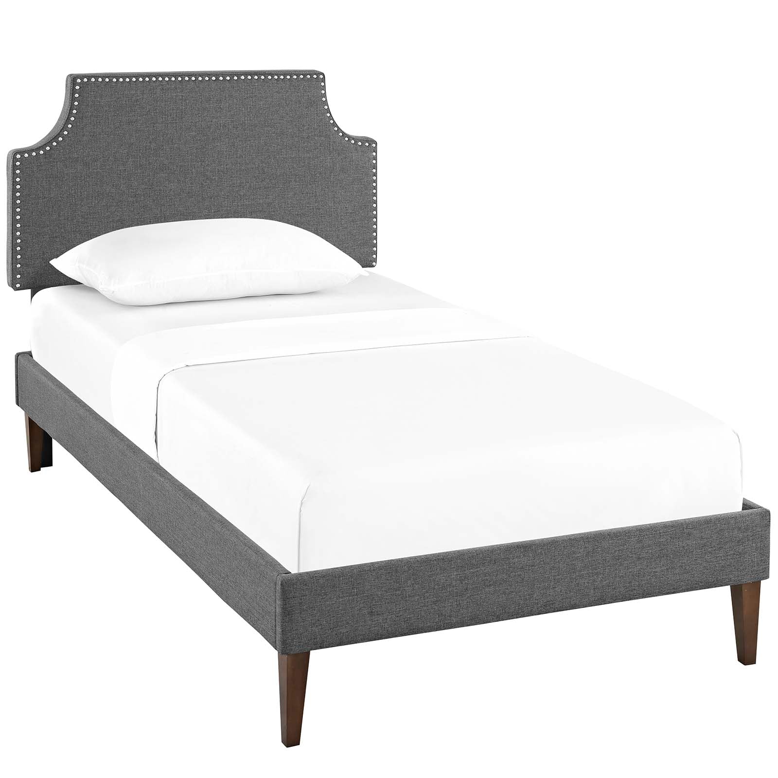Modway Beds - Corene Twin Fabric Platform Bed with Squared Tapered Legs Gray