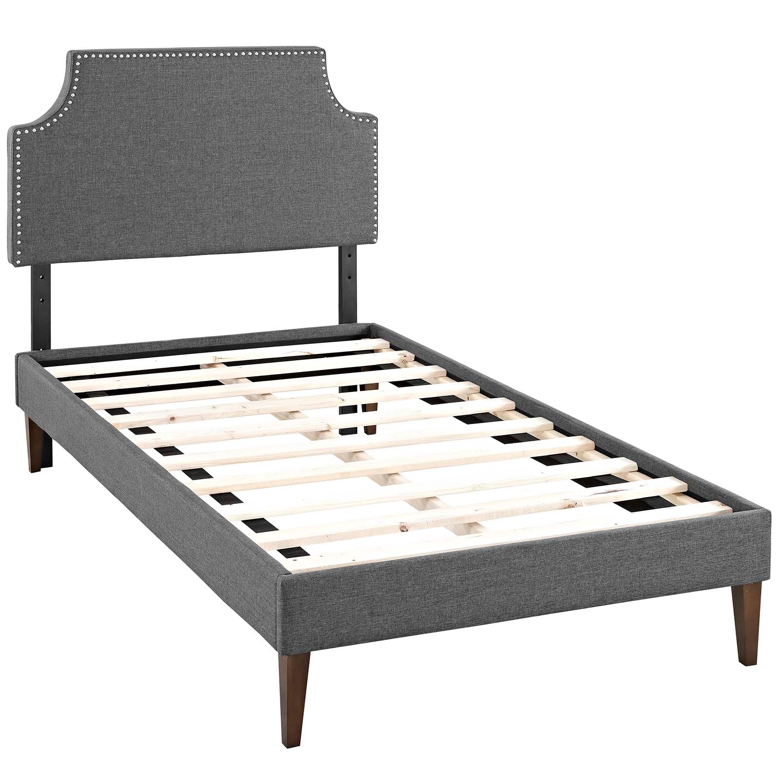 Modway Beds - Corene Twin Fabric Platform Bed with Squared Tapered Legs Gray