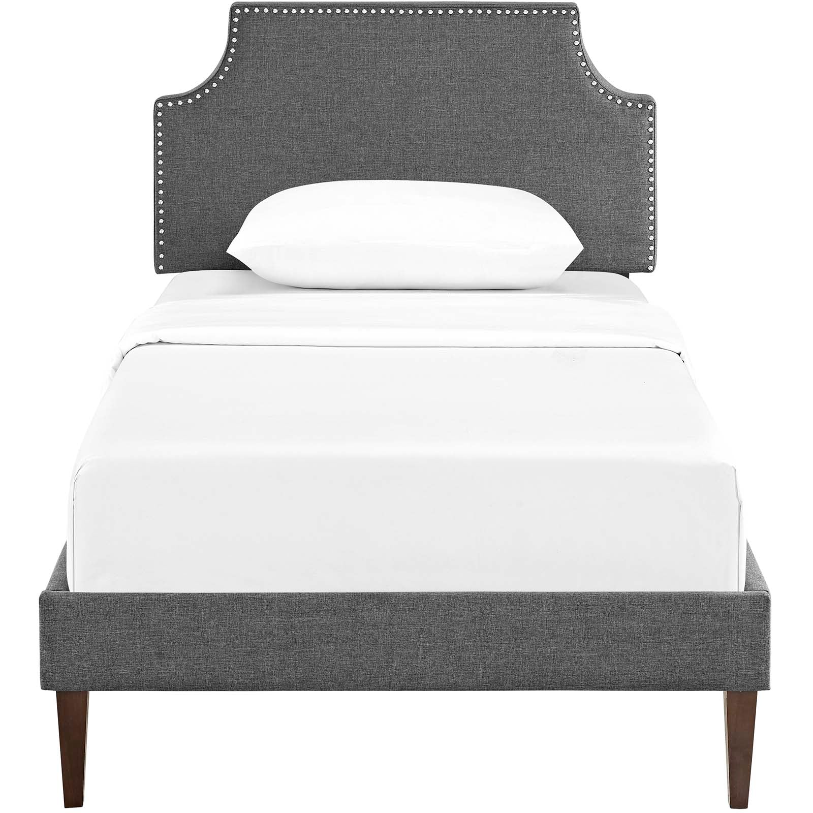 Modway Beds - Corene Twin Fabric Platform Bed with Squared Tapered Legs Gray