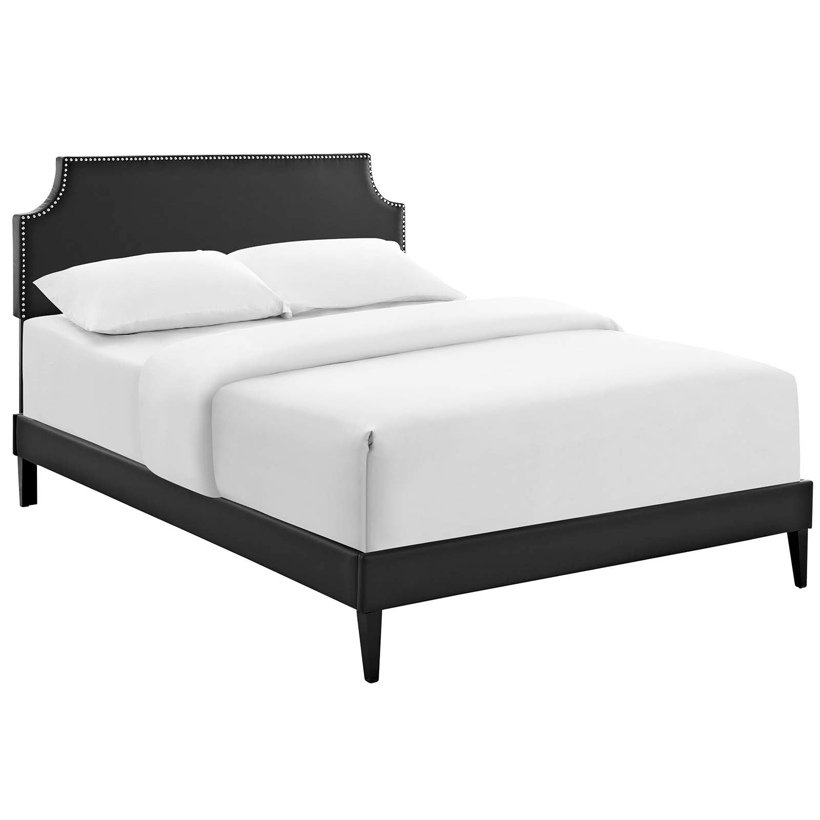 Modway Beds - Corene Full Vinyl Platform Bed with Squared Tapered Legs Black