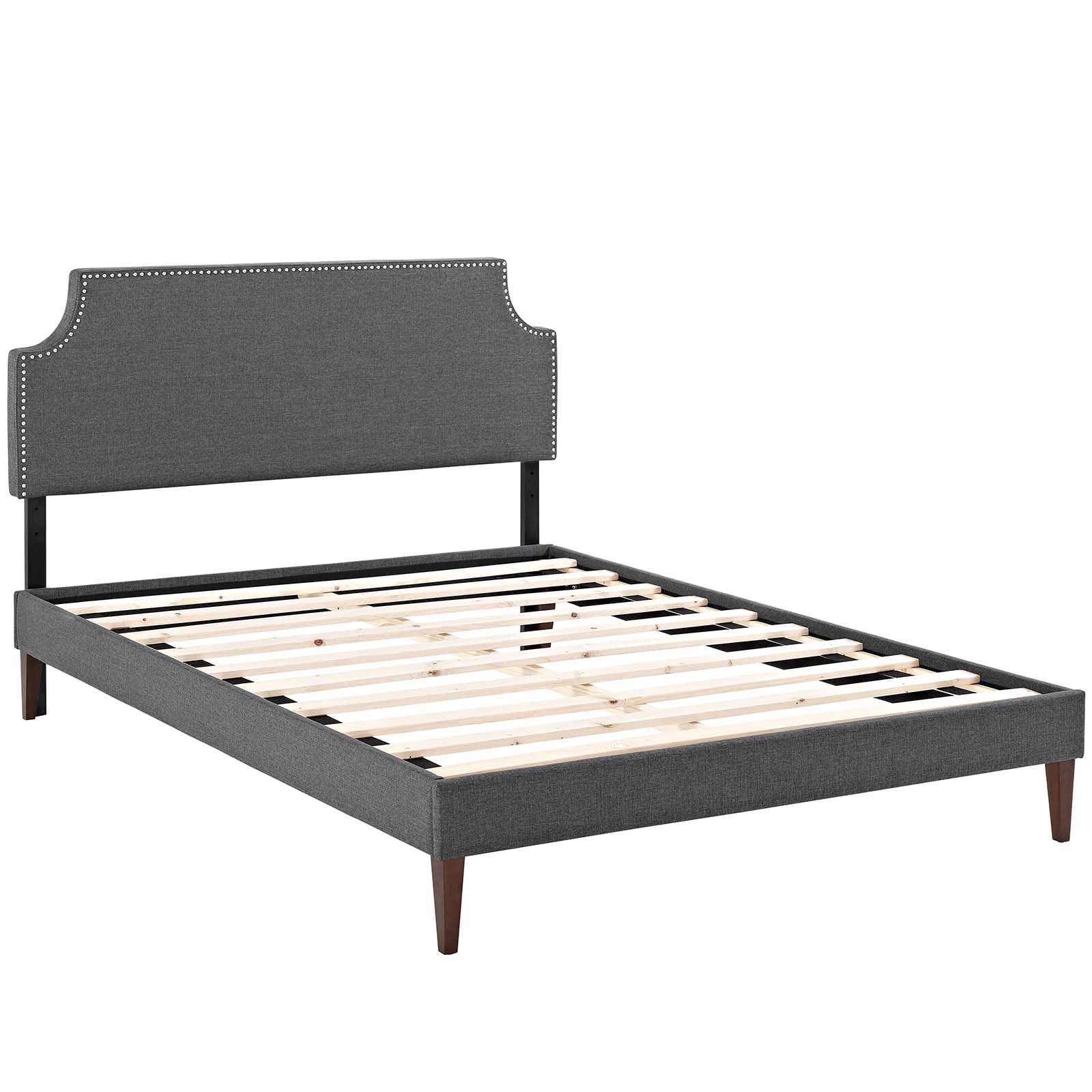 Modway Beds - Corene Full Fabric Platform Bed with Squared Tapered Legs Gray