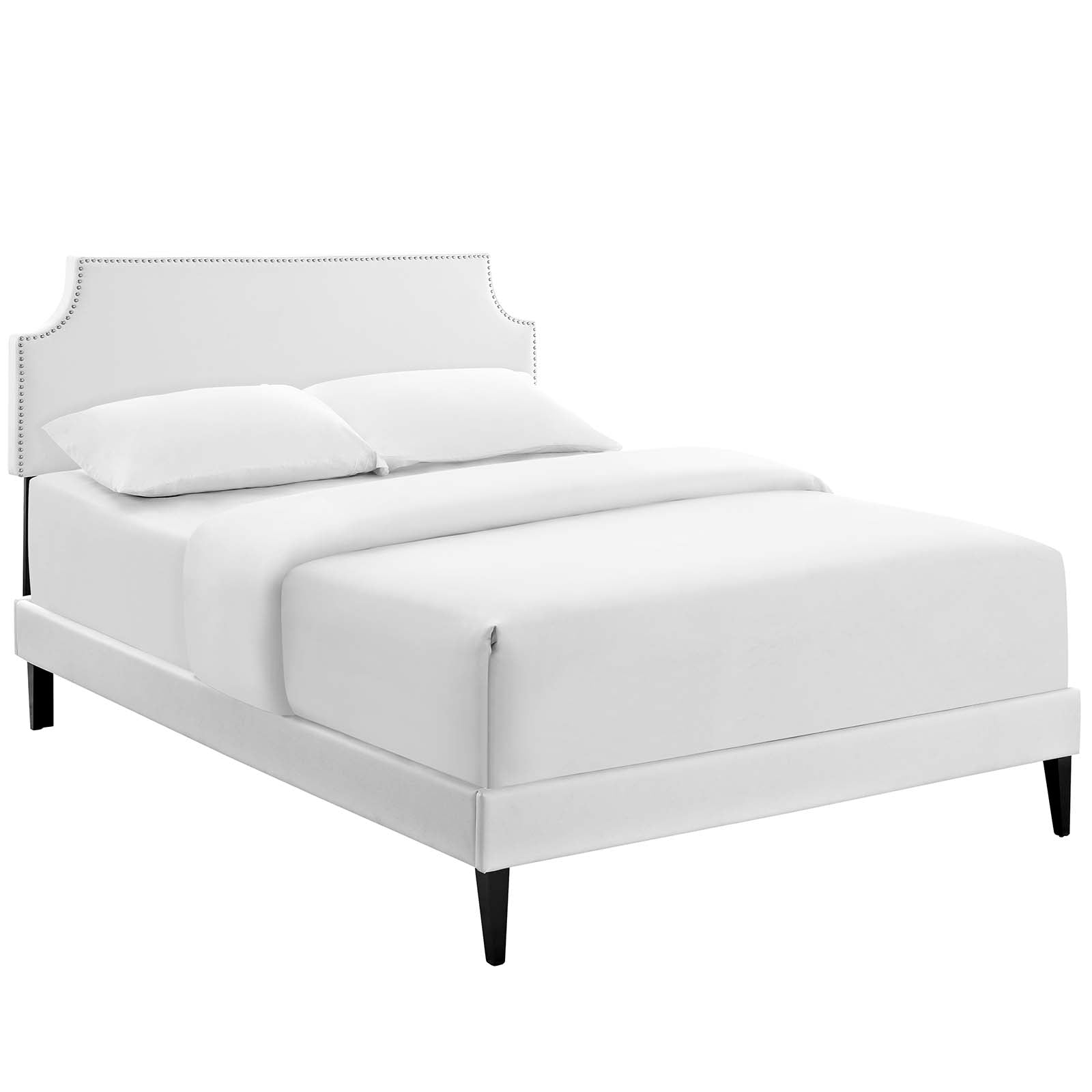 Modway Beds - Corene Queen Vinyl Platform Bed with Squared Tapered Legs White