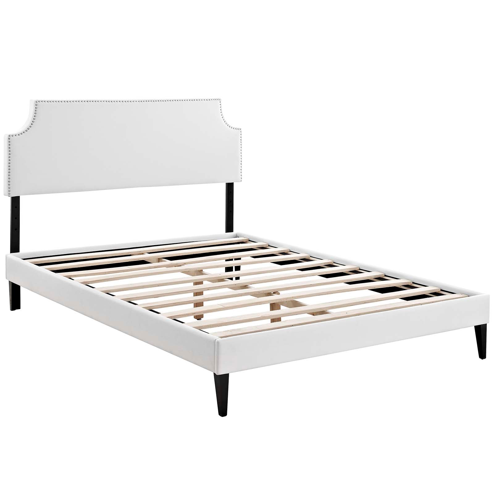 Modway Beds - Corene Queen Vinyl Platform Bed with Squared Tapered Legs White