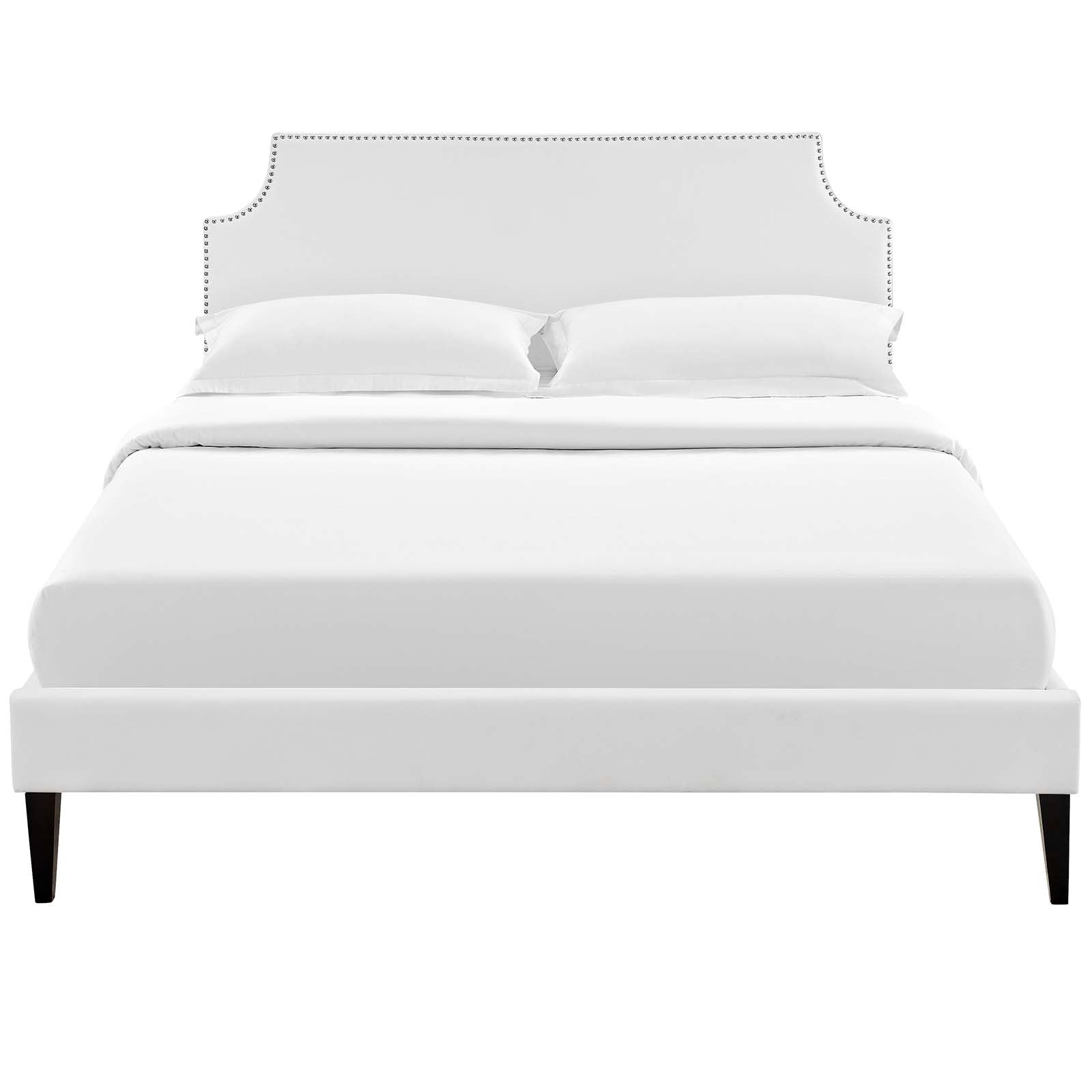 Modway Beds - Corene Queen Vinyl Platform Bed with Squared Tapered Legs White