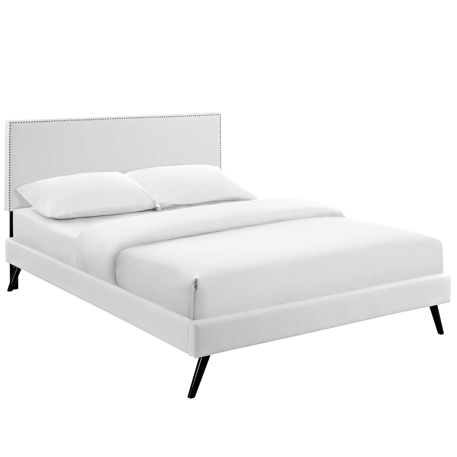 Modway Beds - Macie Full Vinyl Platform Bed with Round Splayed Legs White