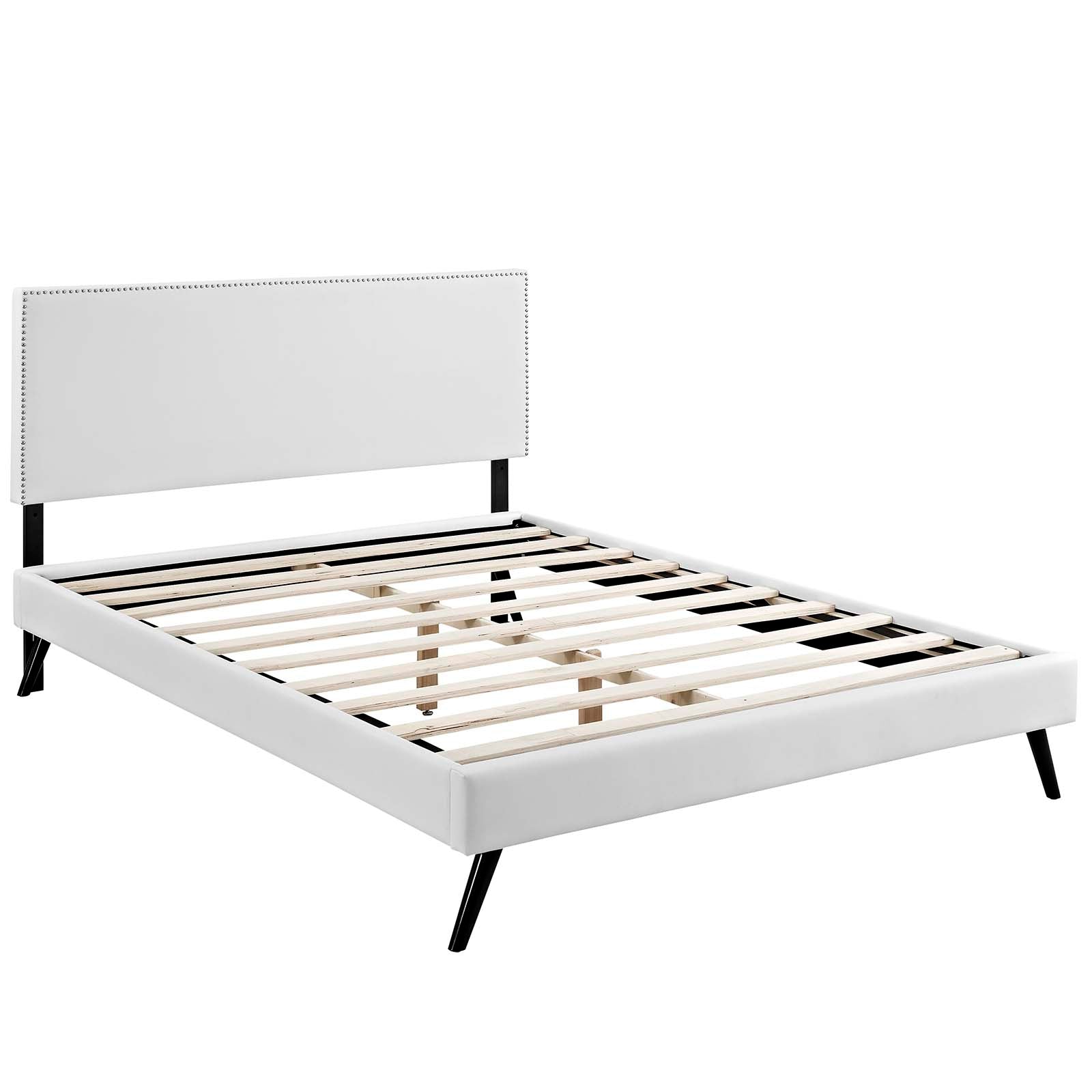 Modway Beds - Macie Full Vinyl Platform Bed with Round Splayed Legs White