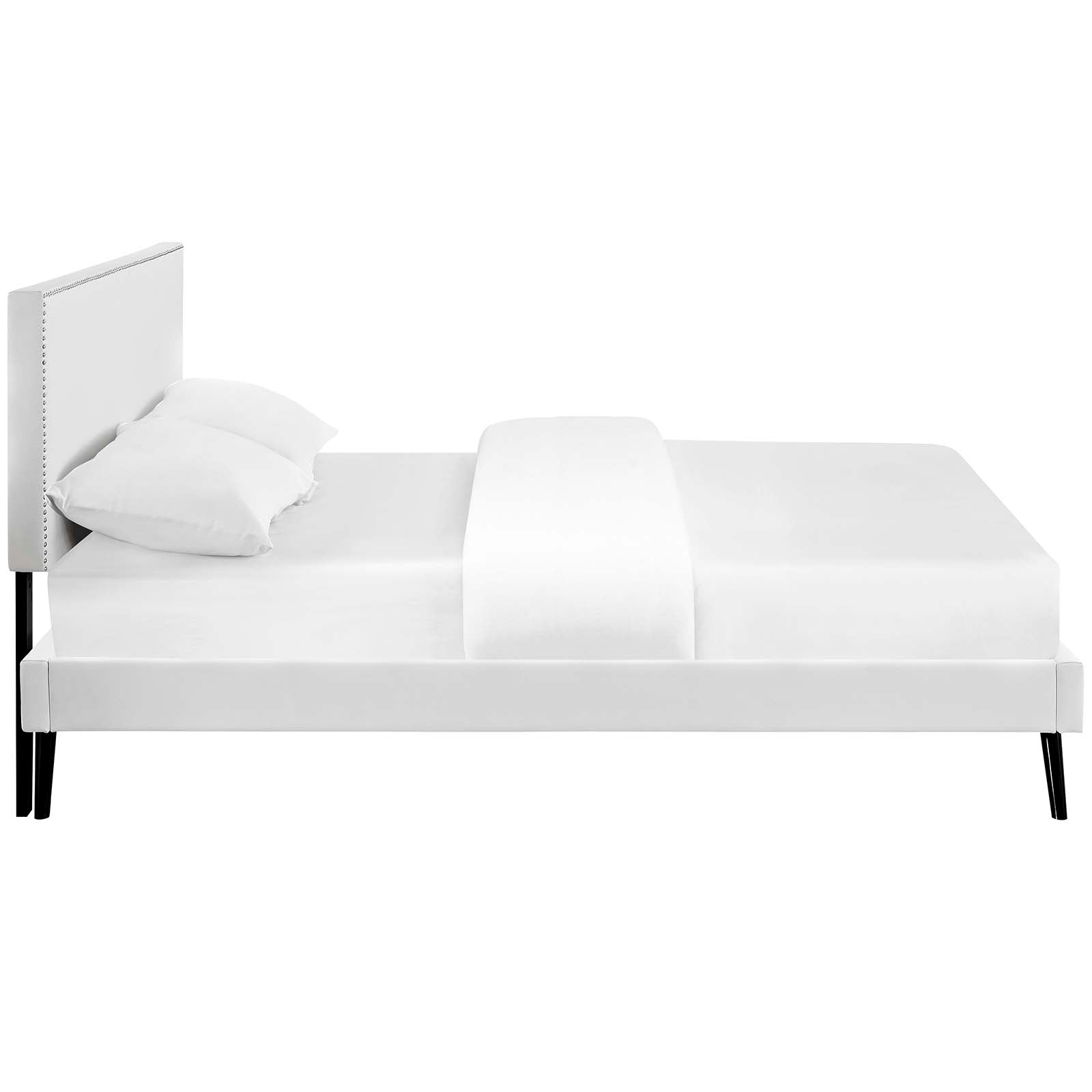 Modway Beds - Macie Full Vinyl Platform Bed with Round Splayed Legs White