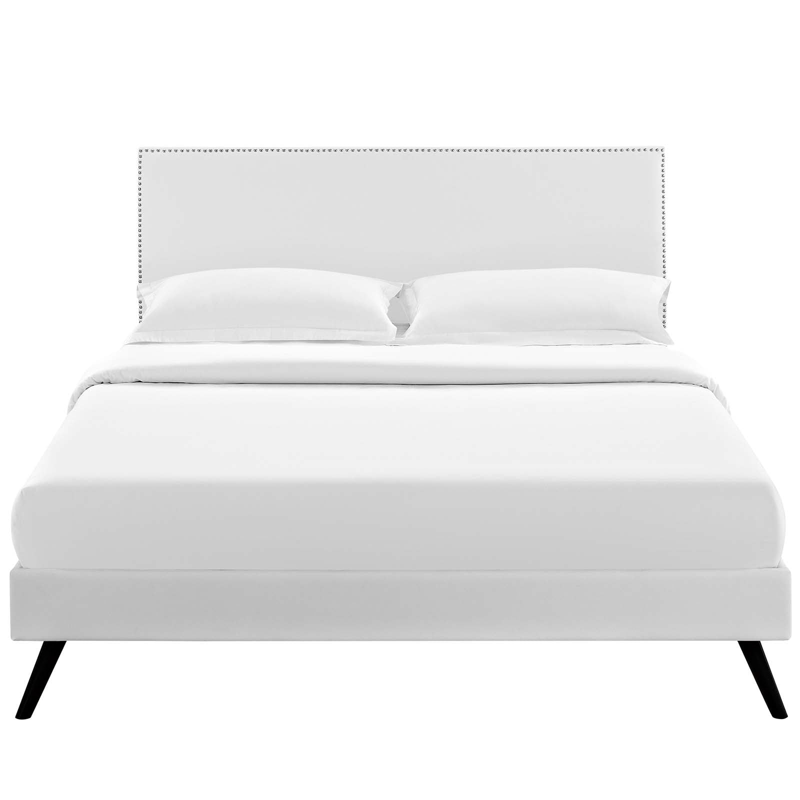 Modway Beds - Macie Full Vinyl Platform Bed with Round Splayed Legs White