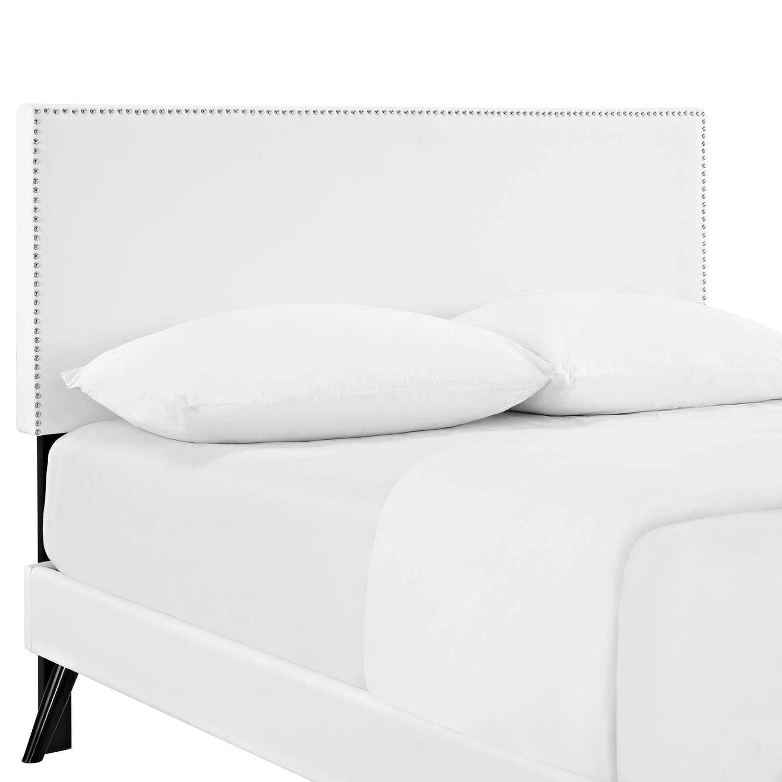 Modway Beds - Macie Full Vinyl Platform Bed with Round Splayed Legs White