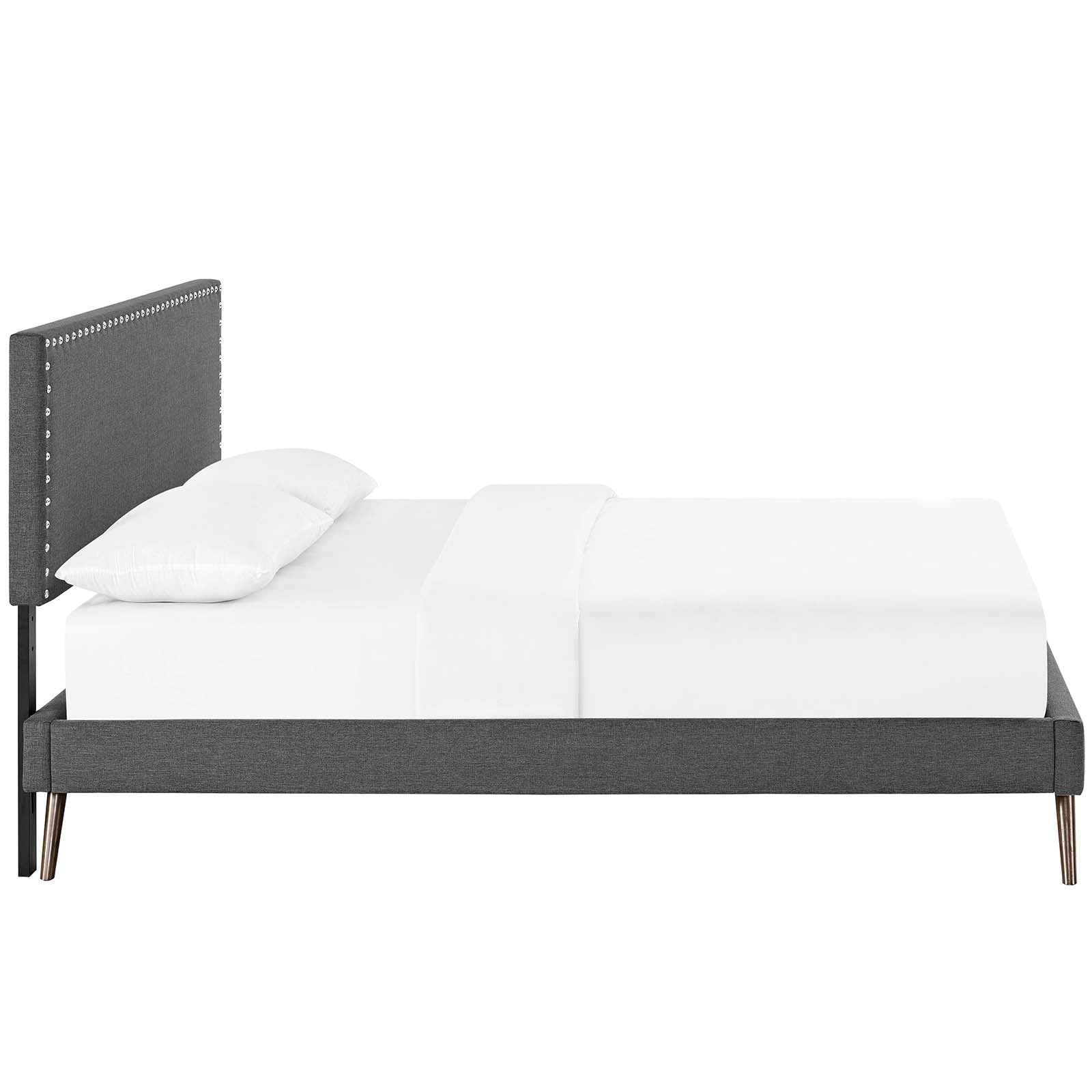 Modway Beds - Macie Queen Fabric Platform Bed with Round Splayed Legs Gray