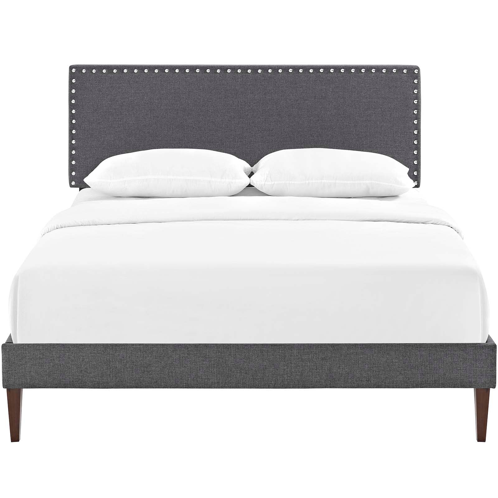 Modway Beds - Macie Full Fabric Platform Bed with Squared Tapered Legs Gray