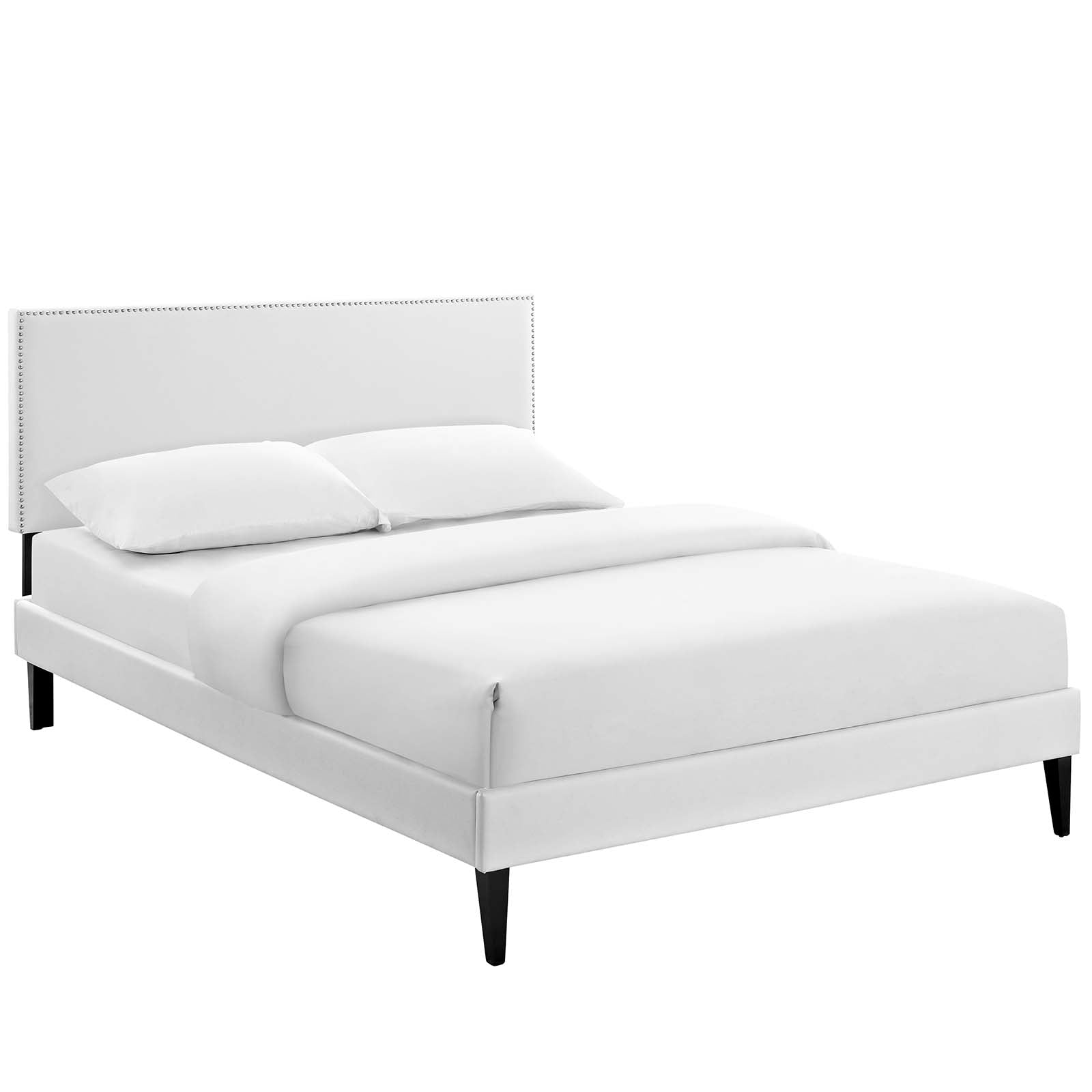 Modway Beds - Macie Queen Vinyl Platform Bed with Squared Tapered Legs White