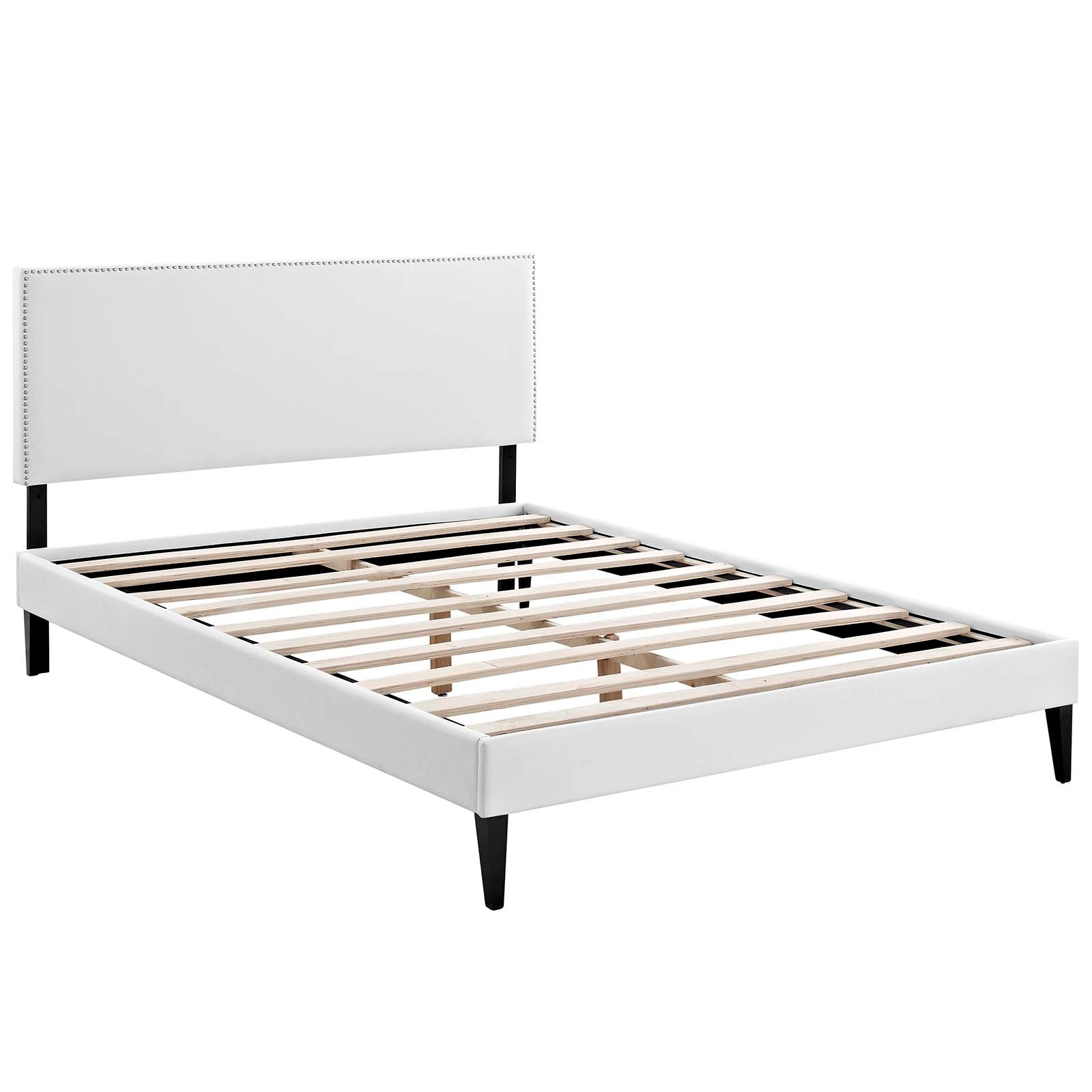 Modway Beds - Macie Queen Vinyl Platform Bed with Squared Tapered Legs White