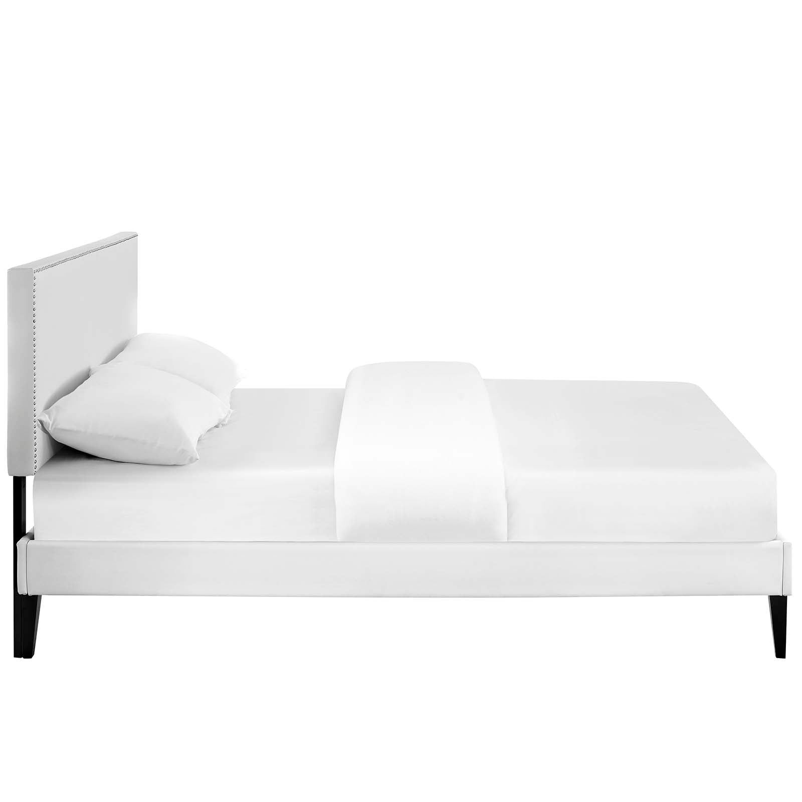 Modway Beds - Macie Queen Vinyl Platform Bed with Squared Tapered Legs White
