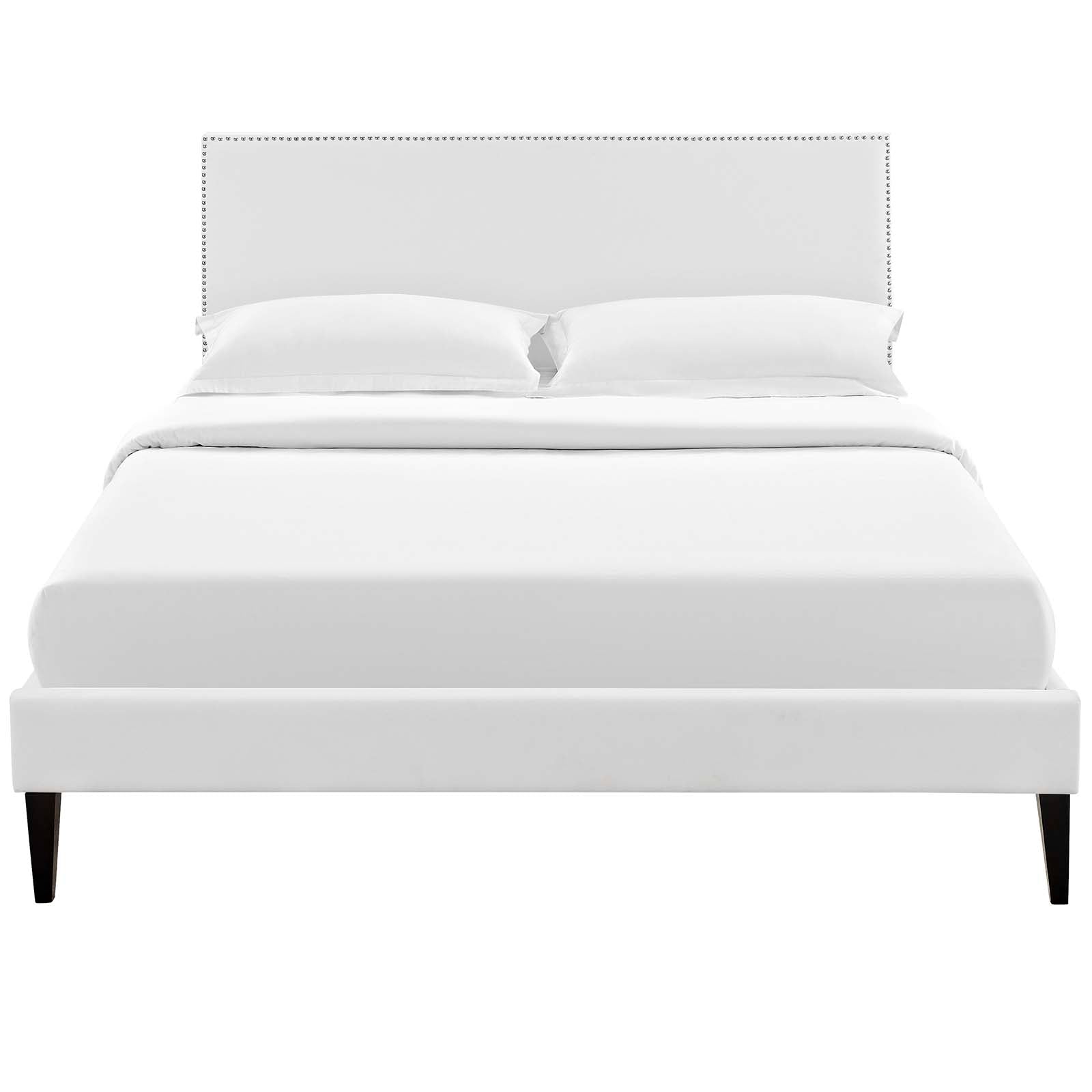 Modway Beds - Macie Queen Vinyl Platform Bed with Squared Tapered Legs White