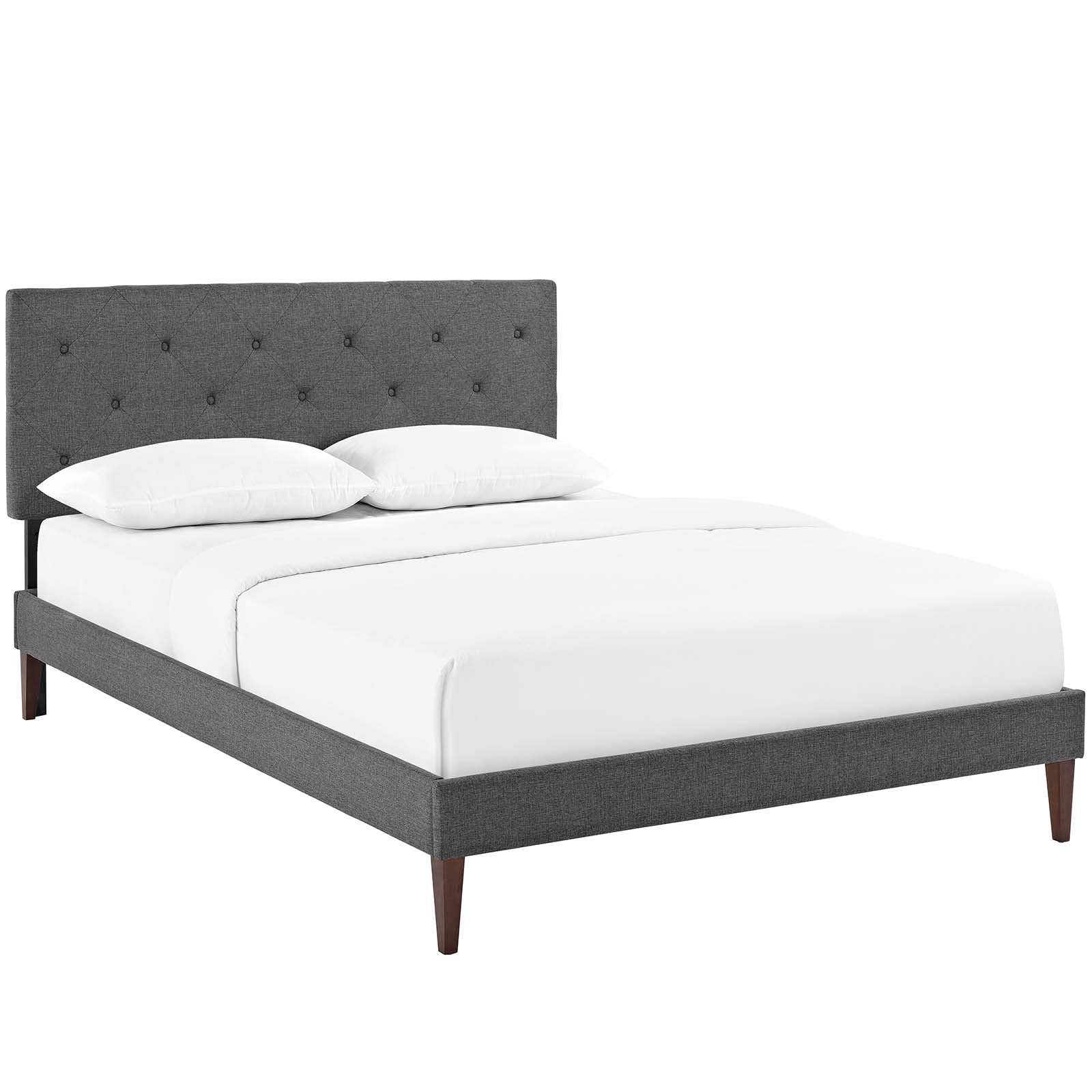 Modway Beds - Tarah King Fabric Platform Bed with Squared Tapered Legs Gray