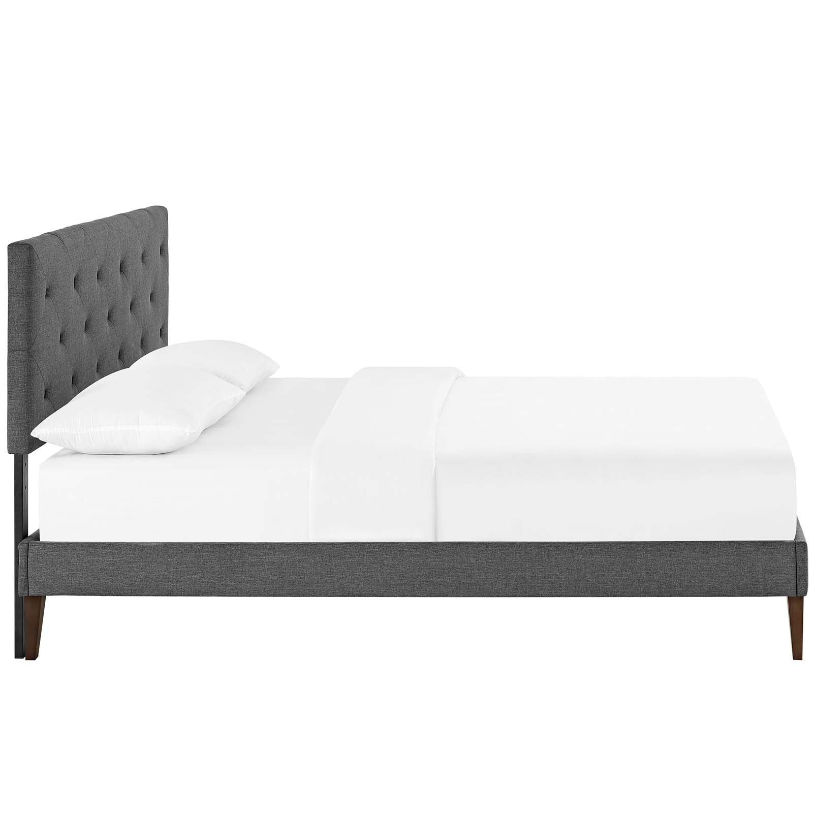 Modway Beds - Tarah King Fabric Platform Bed with Squared Tapered Legs Gray