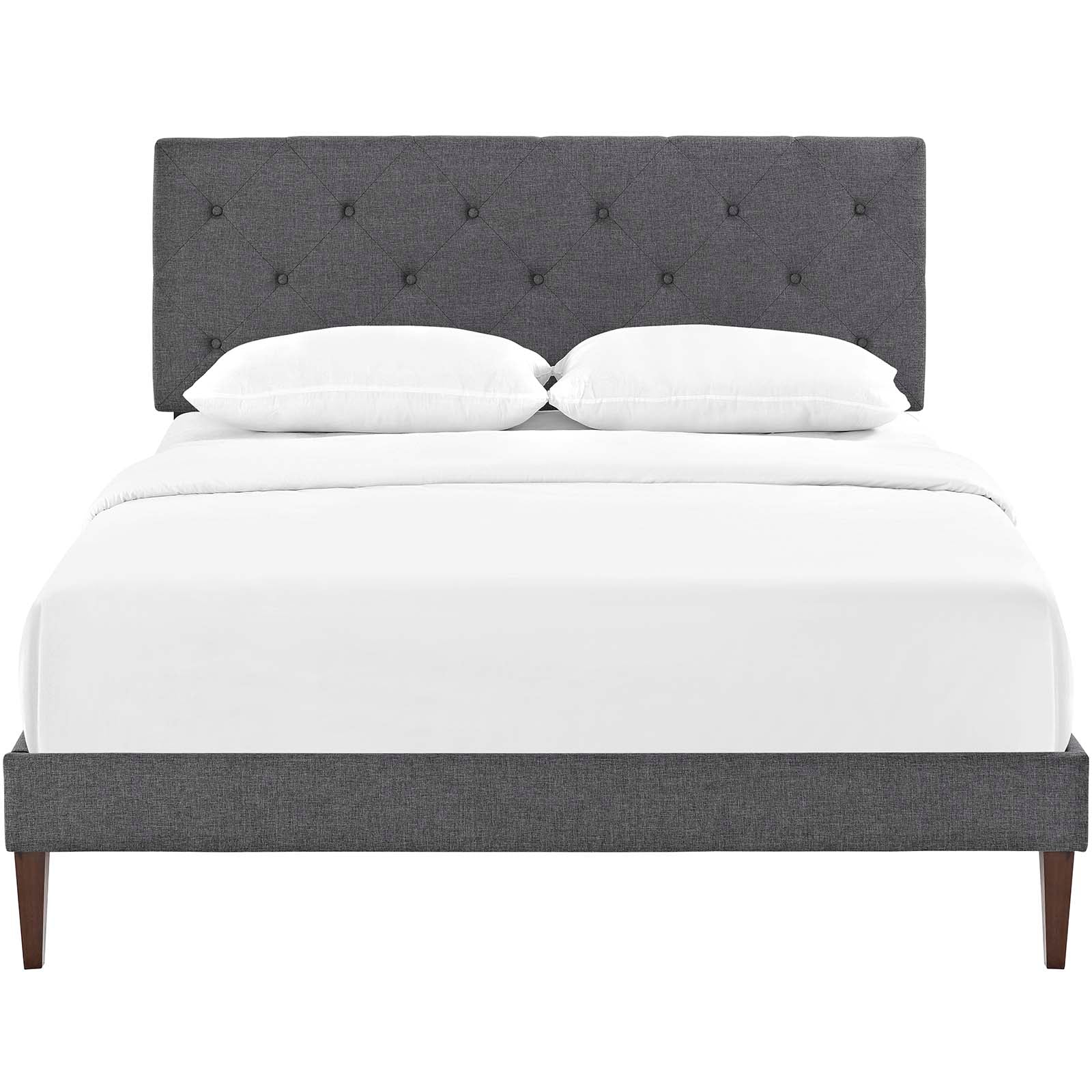 Modway Beds - Tarah King Fabric Platform Bed with Squared Tapered Legs Gray
