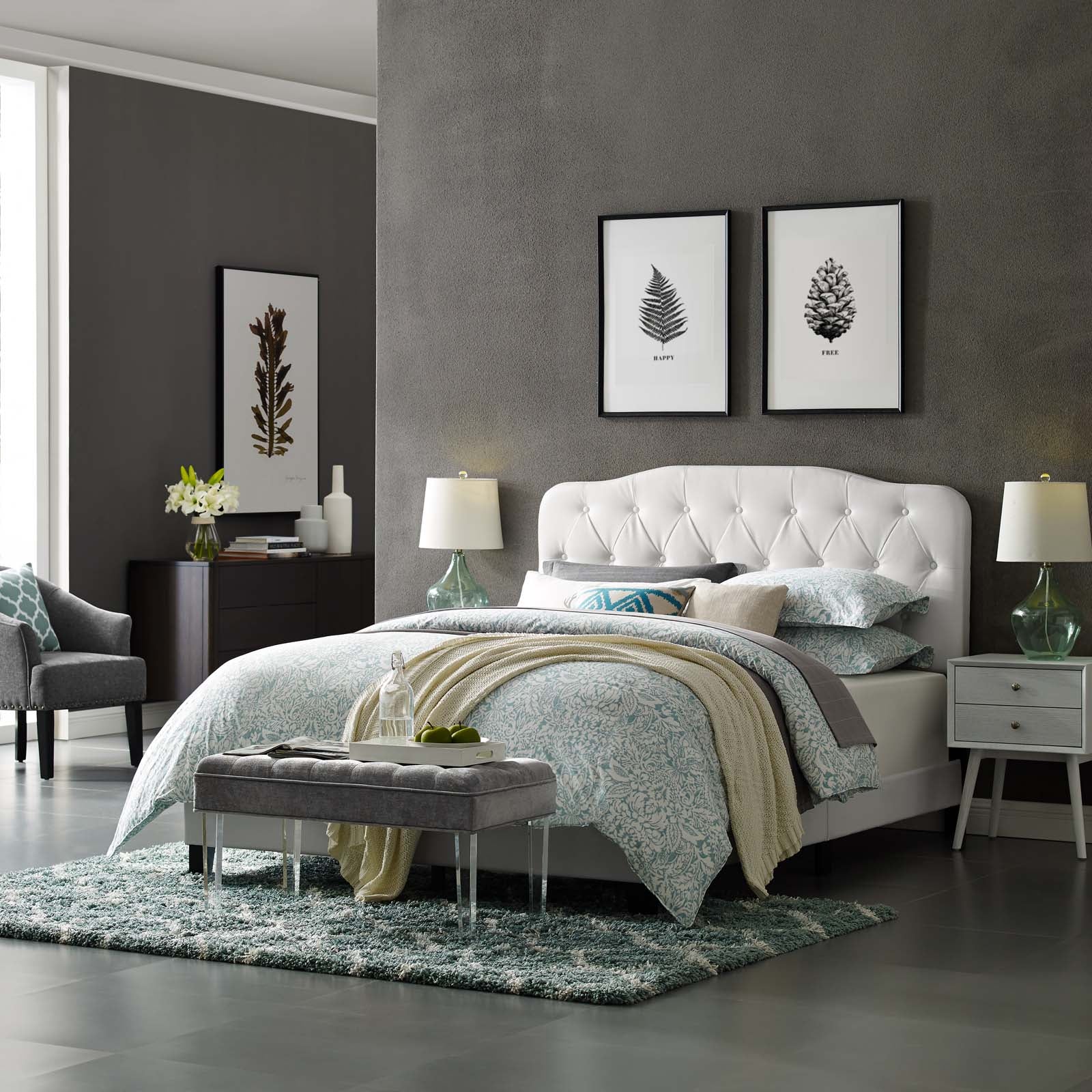 Modway Beds - Amelia Twin Faux Leather Bed White