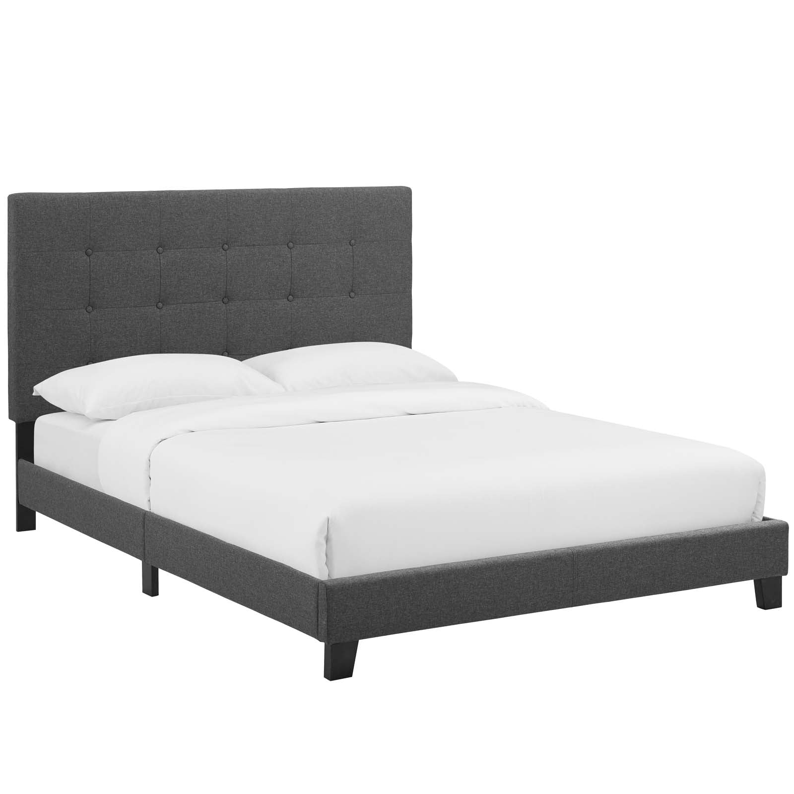 Modway Beds - Melanie King Tufted Button Upholstered Fabric Platform Bed Gray