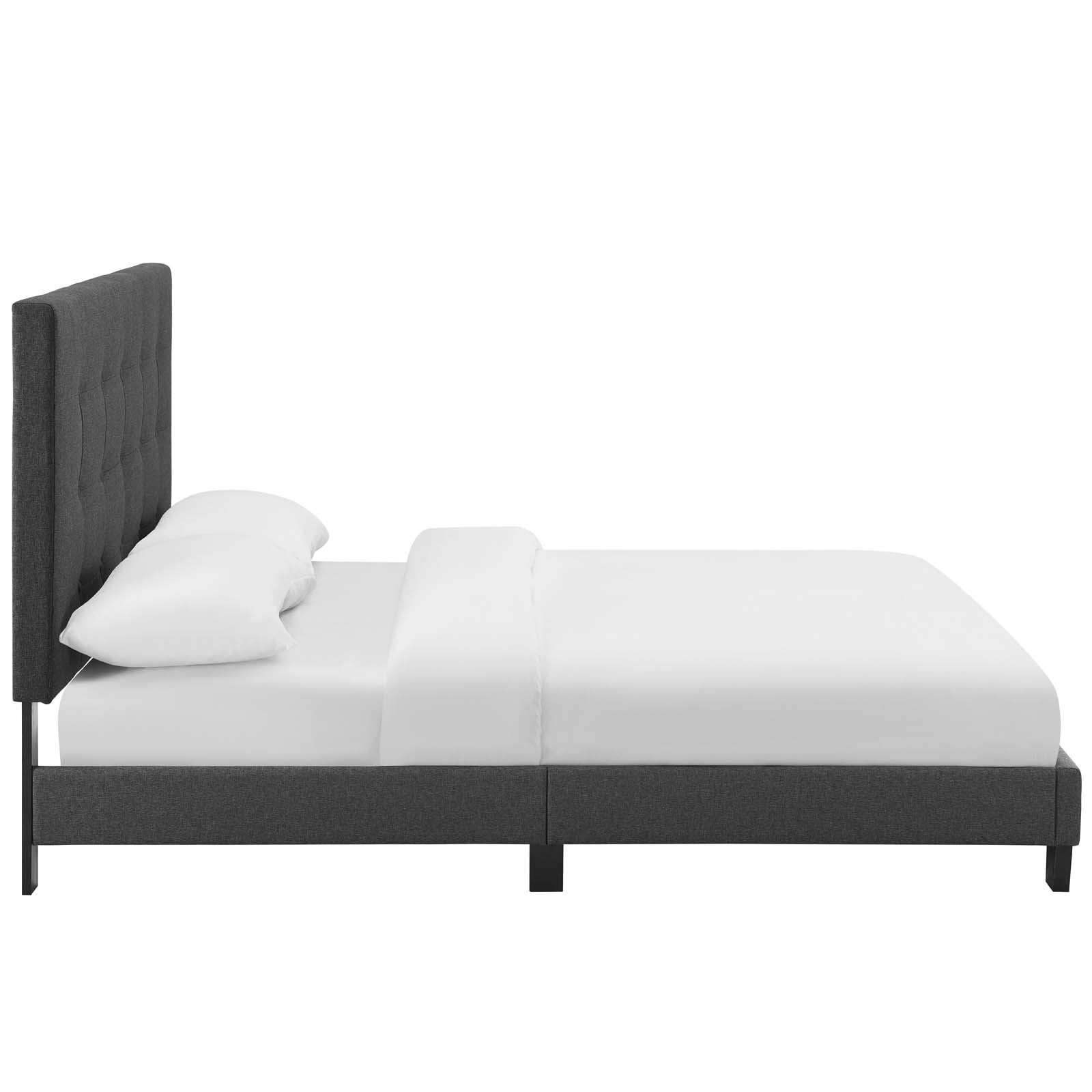 Modway Beds - Melanie King Tufted Button Upholstered Fabric Platform Bed Gray
