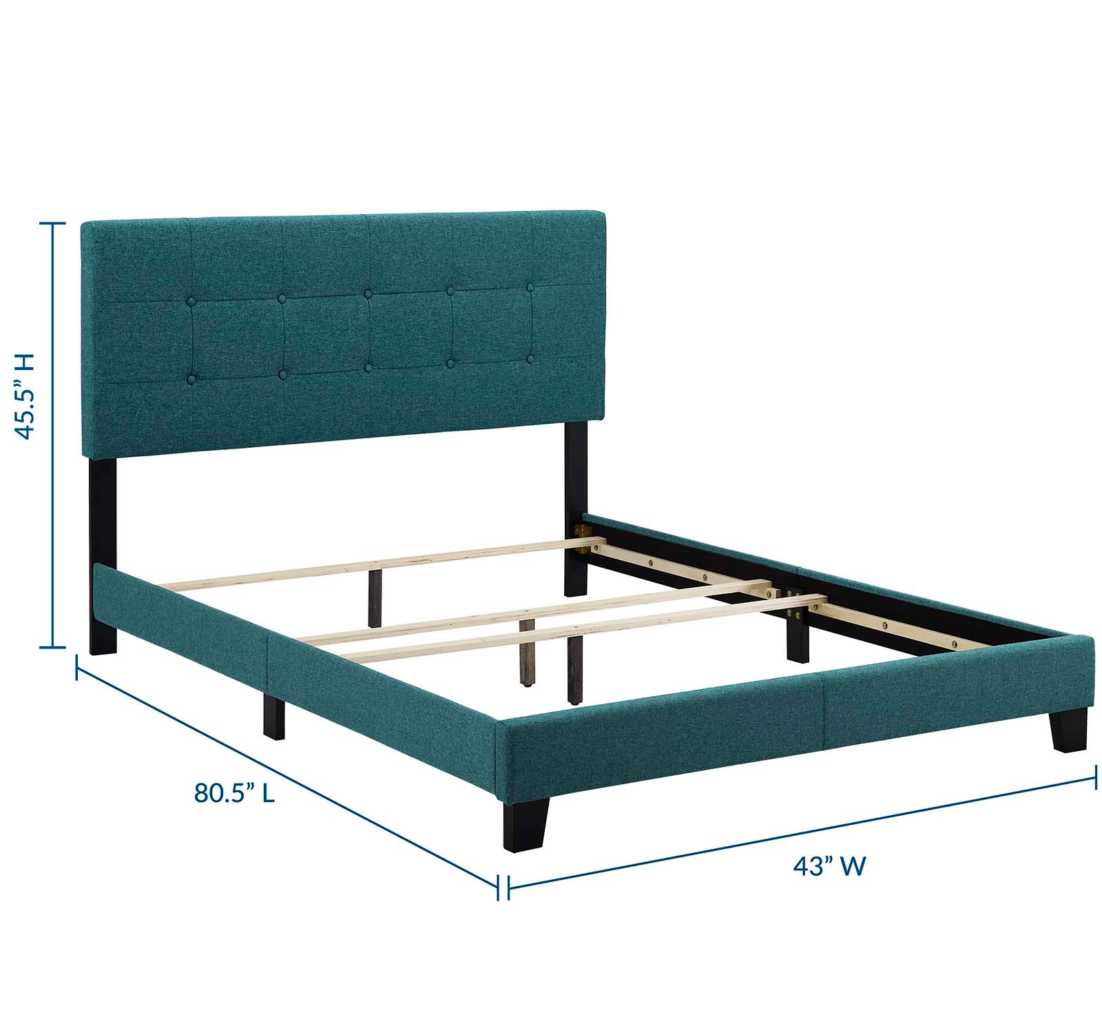 Modway Beds - Amira Twin Upholstered Fabric Bed Teal