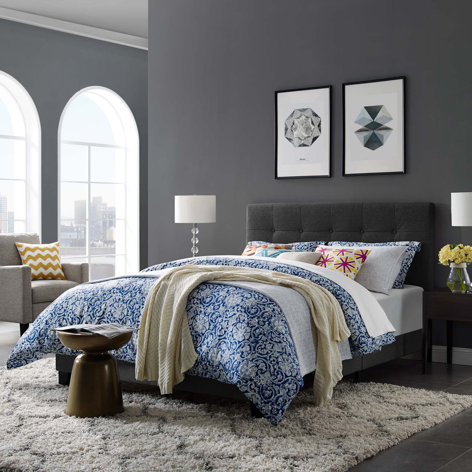 Modway Beds - Amira Full Upholstered Fabric Bed Gray