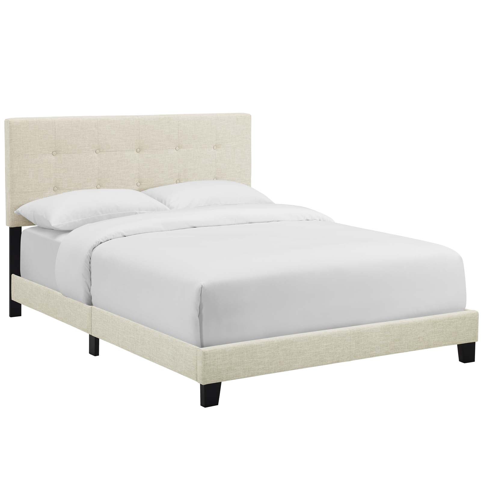 Modway Beds - Amira Queen Upholstered Fabric Bed Beige