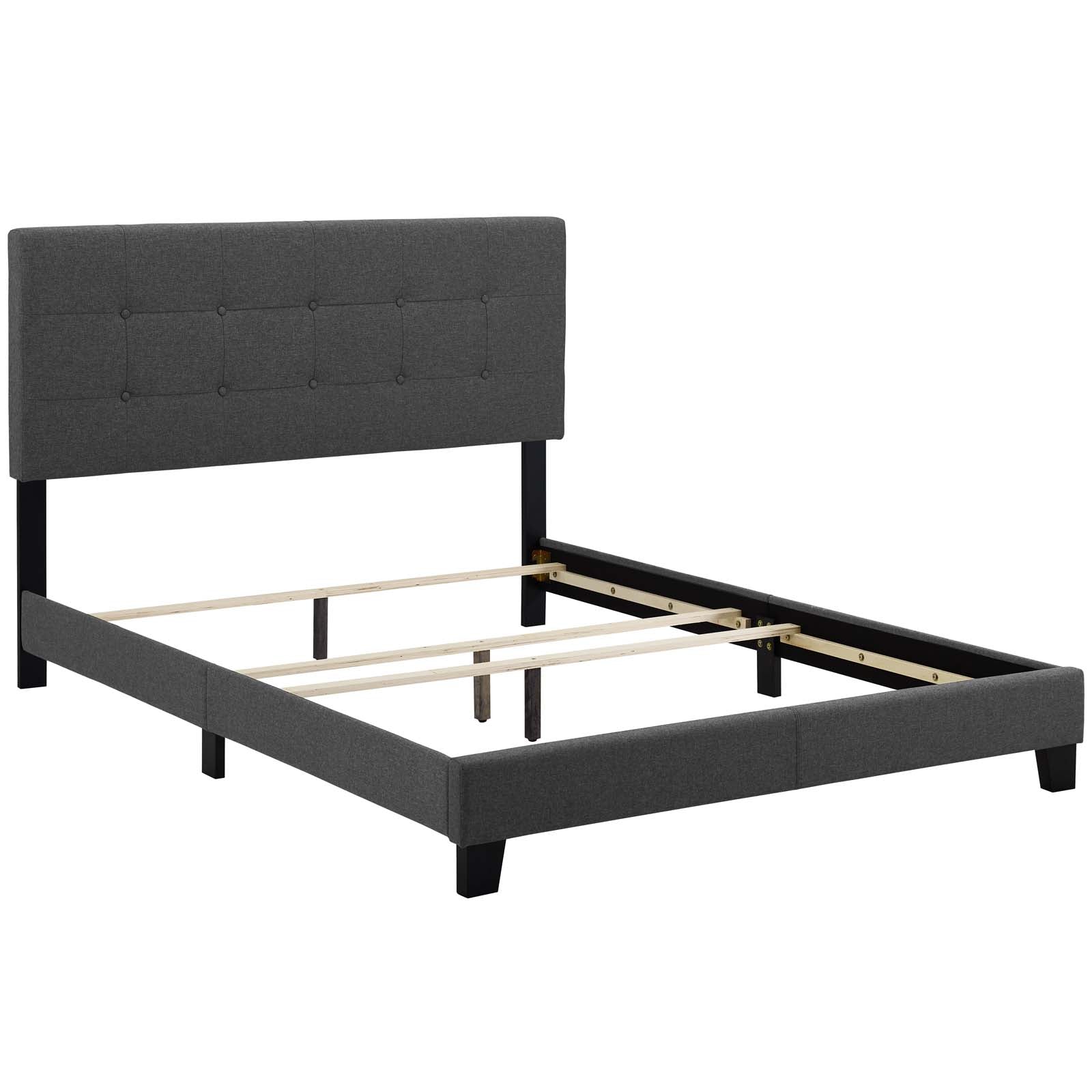 Modway Beds - Amira King Upholstered Fabric Bed Gray