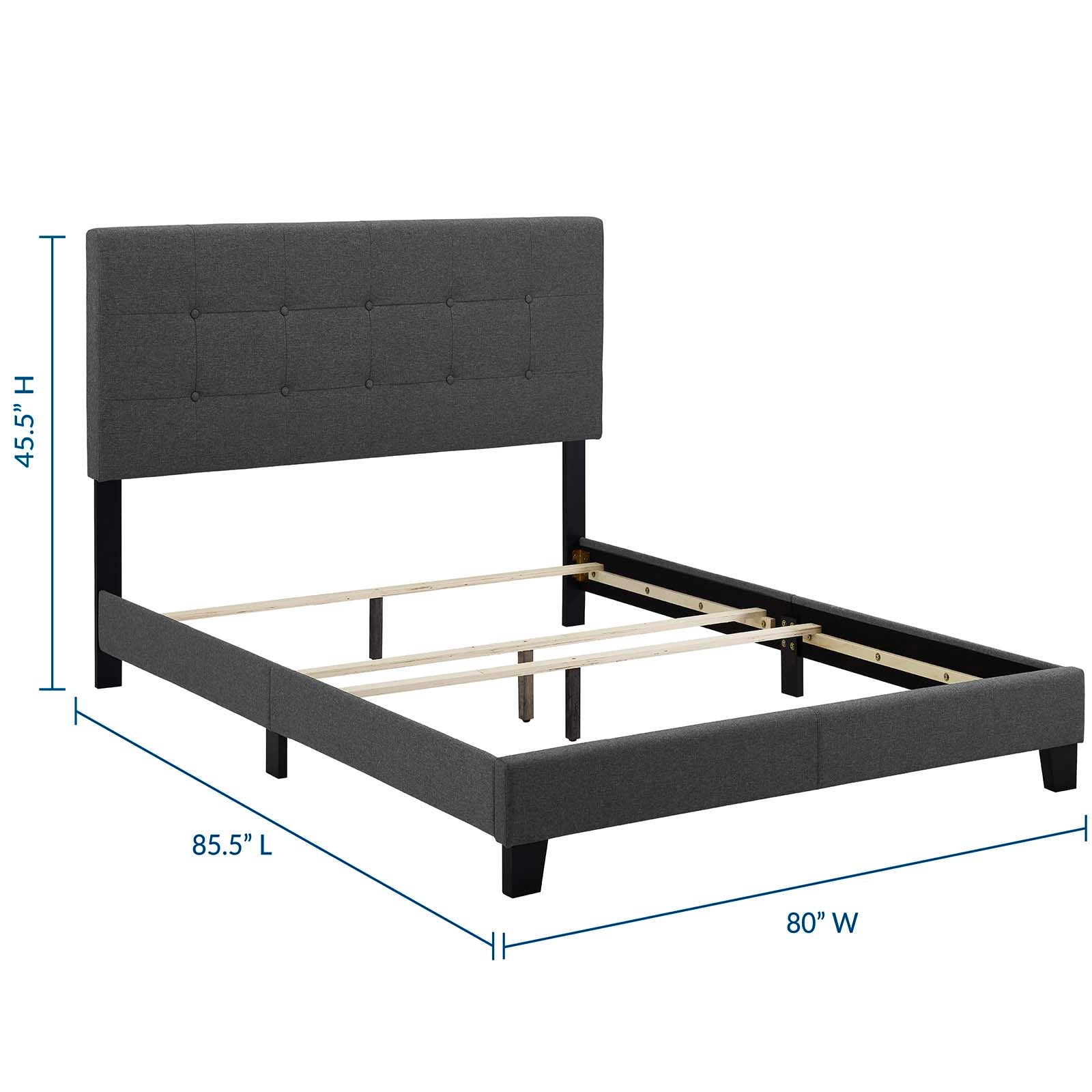 Modway Beds - Amira King Upholstered Fabric Bed Gray