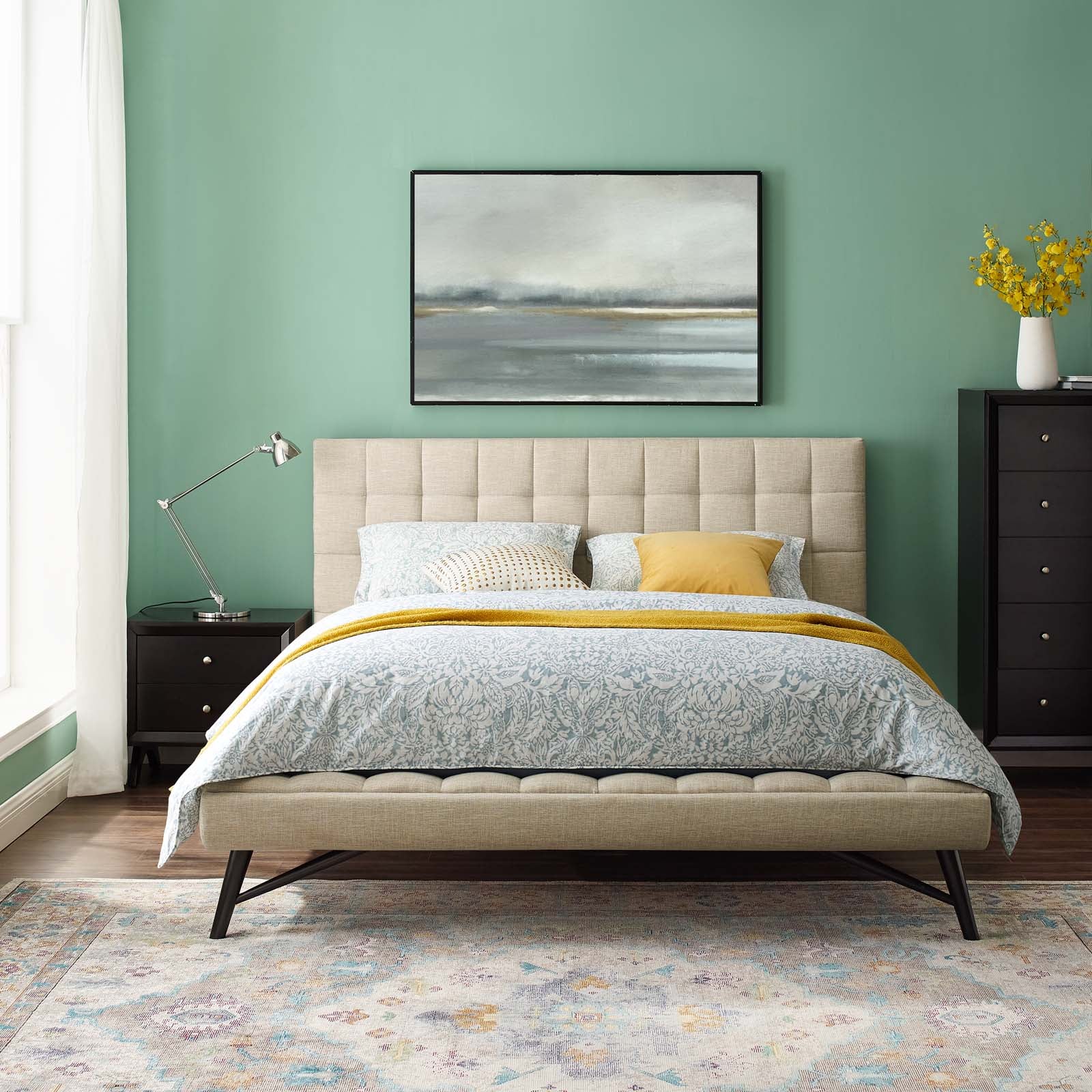 Modway Beds - Julia Biscuit Tufted Queen Bed Beige