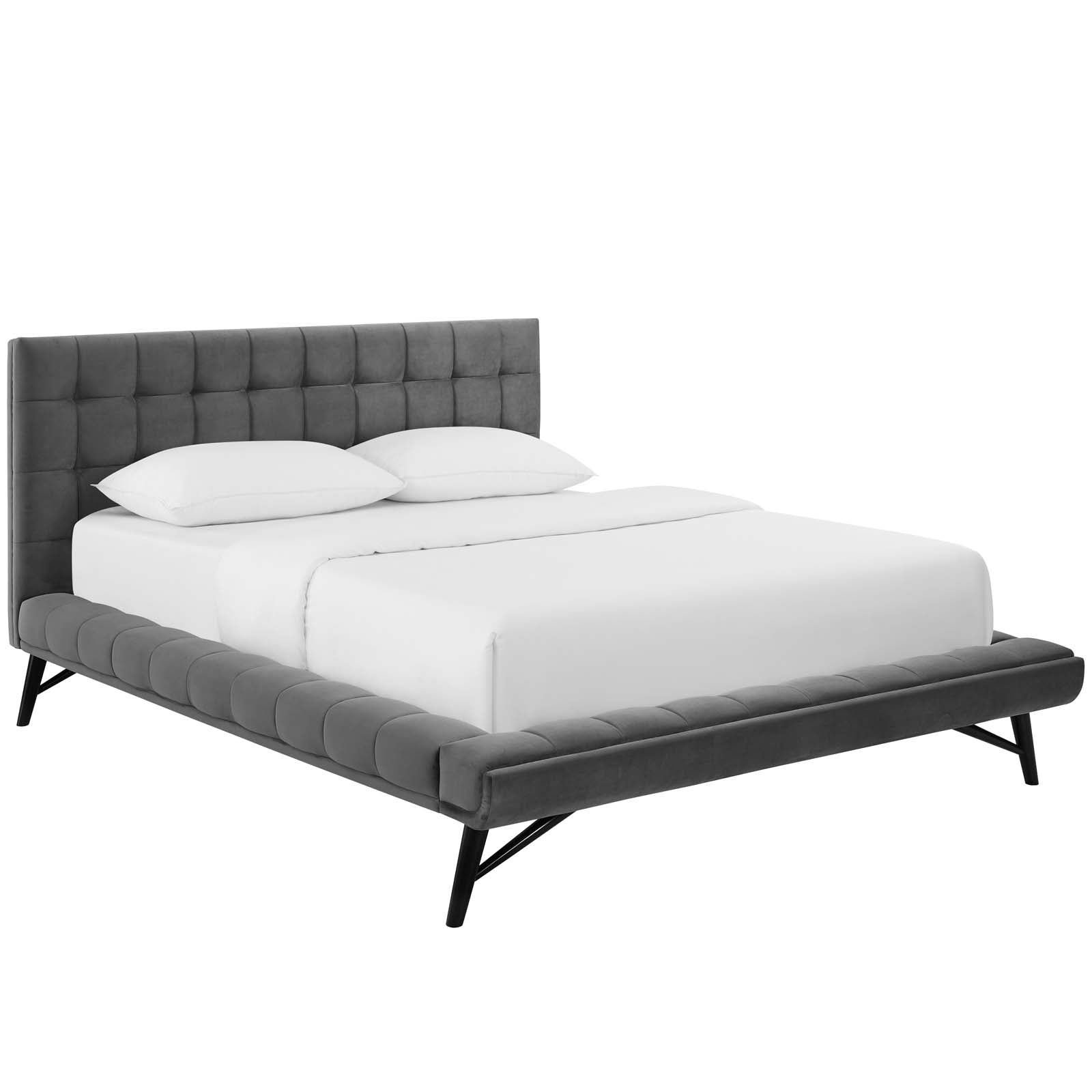 Modway Beds - Julia Velvet Queen Bed Gray