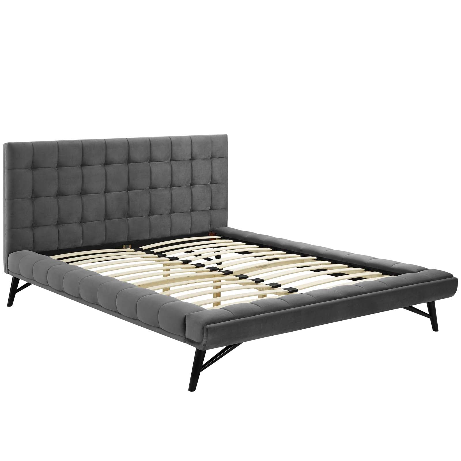 Modway Beds - Julia Velvet Queen Bed Gray