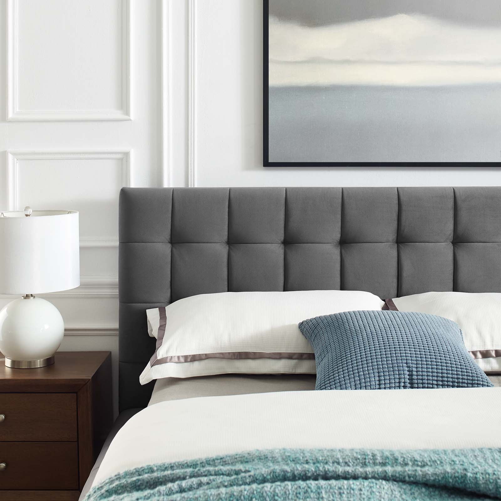 Modway Beds - Julia Velvet Queen Bed Gray